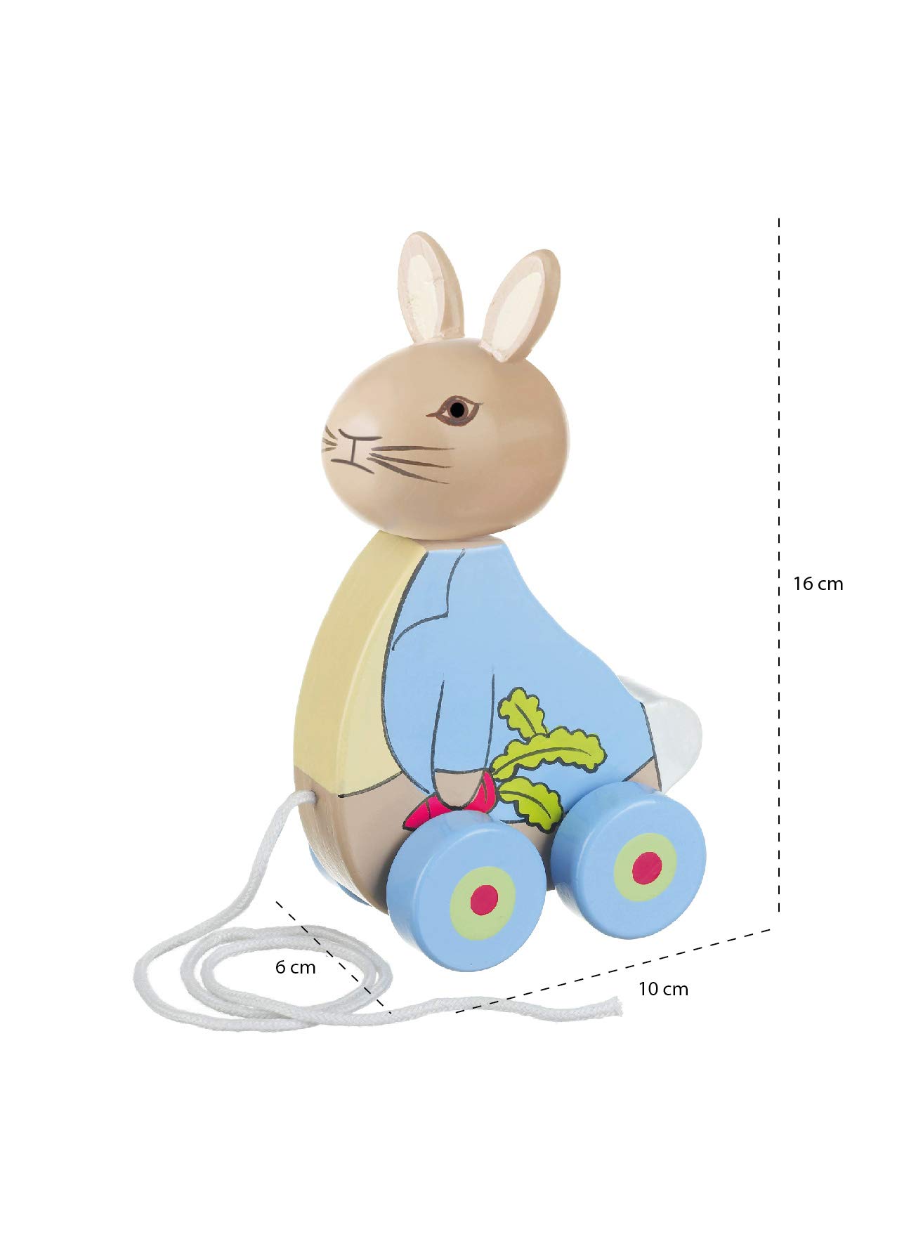 Peter Rabbit Wooden Pull Along Toy for Toddlers - Classic Pull Toy for Kids, Perfect for Indoor Play, Outdoor Walks & Early Childhood Development