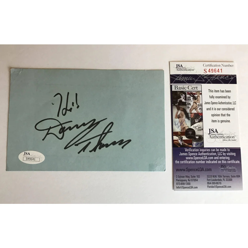 Danny Thomas Autographed 4x6 Index Card with JSA COA - St. Jude Hospital Founder - Perfect for Collectors, Memorabilia Displays & Charity Auctions