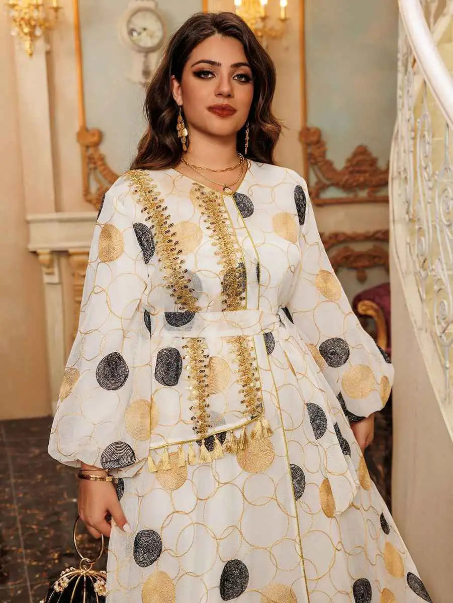 Elegant Eid Embroidery Mesh Caftan Dress for Women - Breathable Floral Lace Kaftan for Special Occasions & Summer Parties - Perfect for Eid Celebrations, Weddings, and Beach Vacations