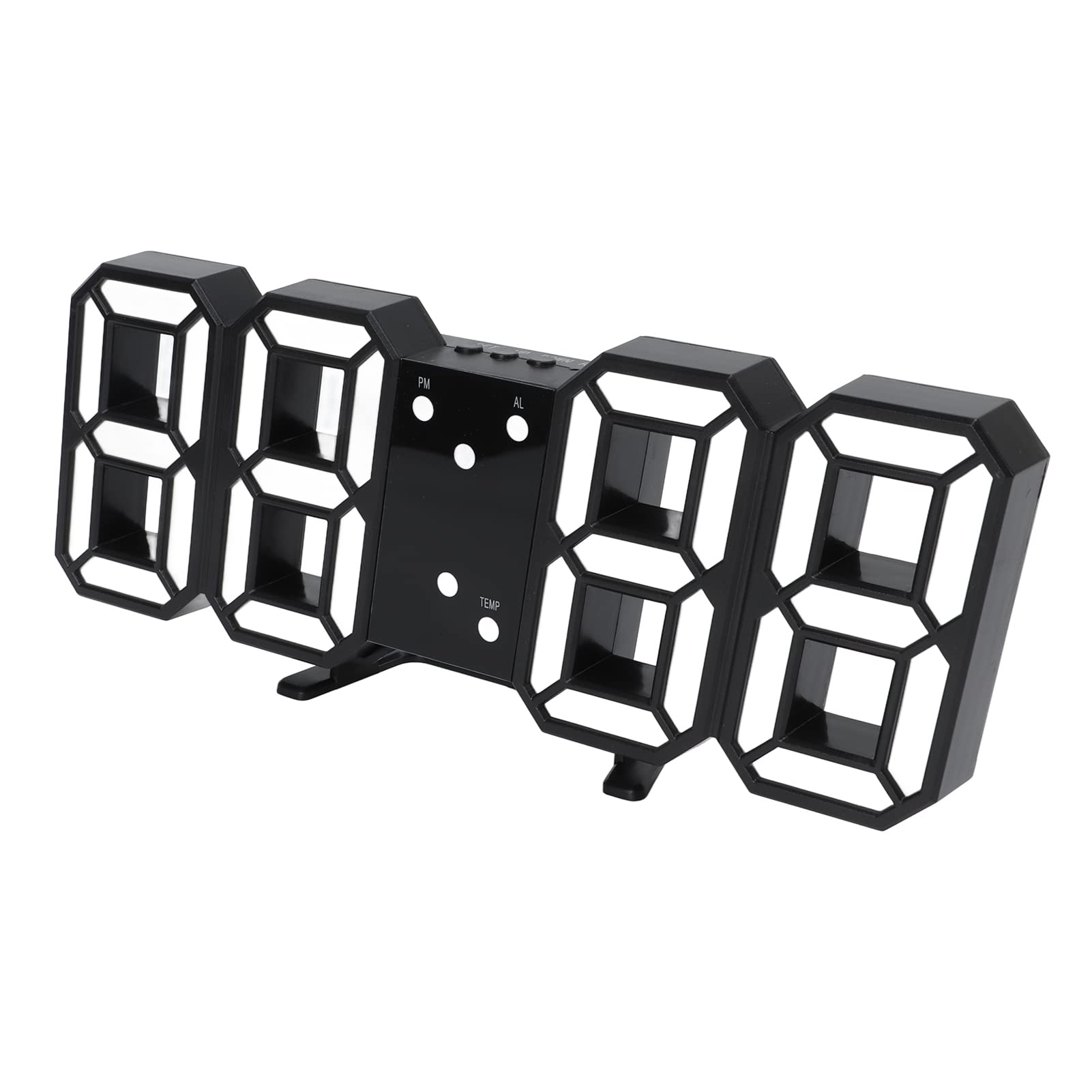 Jeanoko 3D LED Digital Wall Clock - Large Screen Display with Voice Control, 3 Display Modes & Stereo Sound - Green Numbers on Black Case - Perfect for Bedroom, Office, and Home Decor