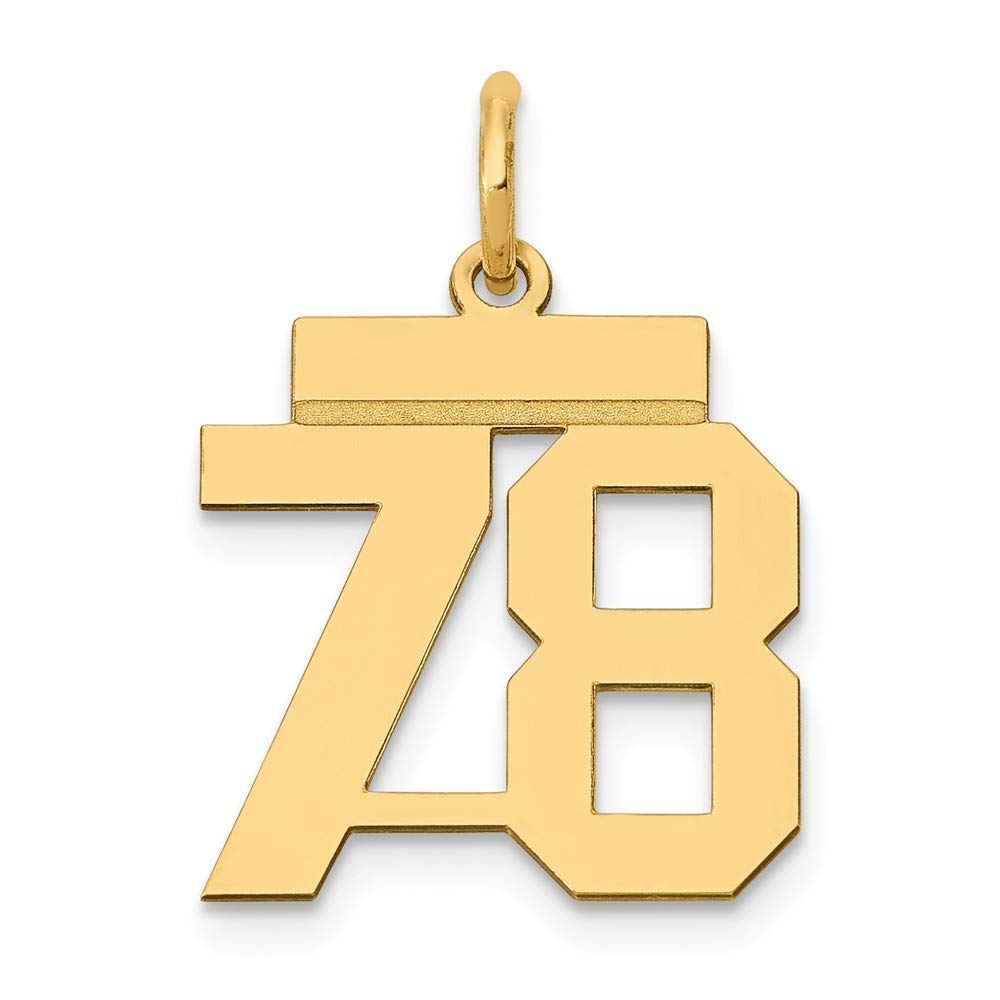14K Solid Yellow Gold Small Number 78 Charm Pendant for Necklace - Birthday Gift for 1978 Born, Graduation Jewelry & Anniversary Present