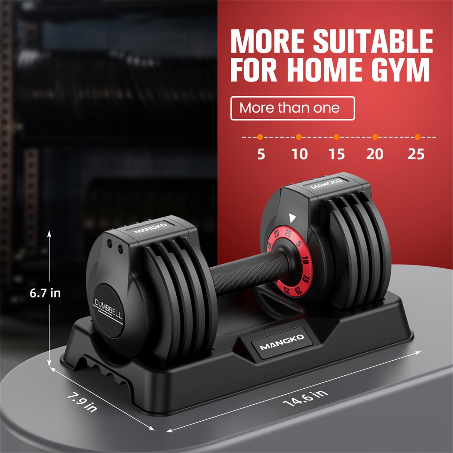 Mangko Adjustable Dumbbell Set 25LB - 5 in 1 Weight Dumbbells with Anti-Slip Nylon Handle for Home Gym, Strength Training & Full Body Workout - Perfect for Weight Lifting, Muscle Building & Fitness Exercises at Home