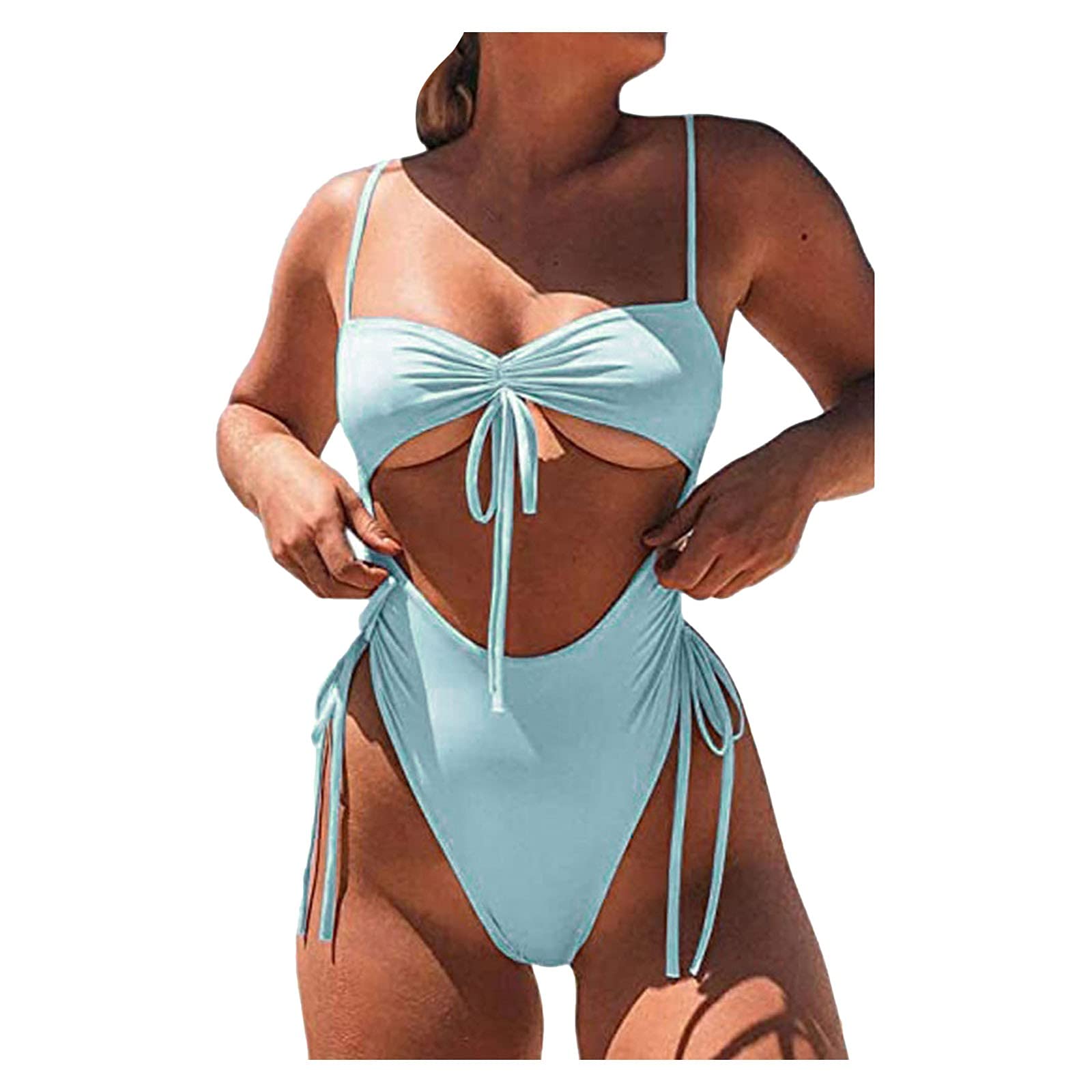 Smooto Women's Control Tankini Swimsuits - Sky Blue One Piece Bikini Set for Mom & Daughter | High Waist Swimwear for Beach, Pool & Vacation | Size L