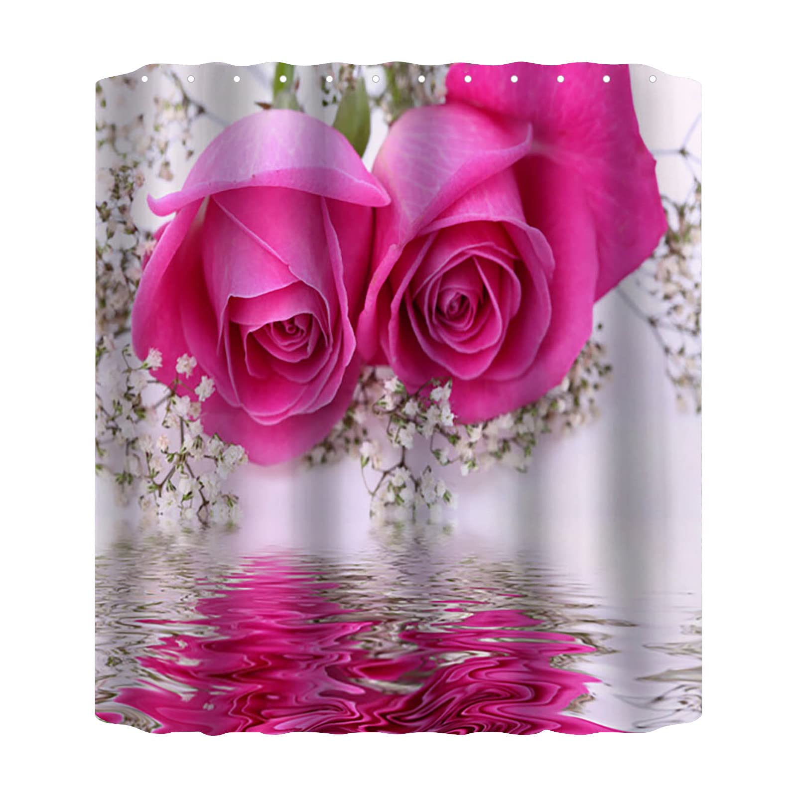 BDYJY Floral Print Shower Curtain 70x70 Inch Waterproof Bathroom Curtain with 12 Plastic Hooks - Heavy Duty Machine Washable Quick Dry Fabric - Perfect for Bathroom Decor and Spa Style Showers (180x180cm)