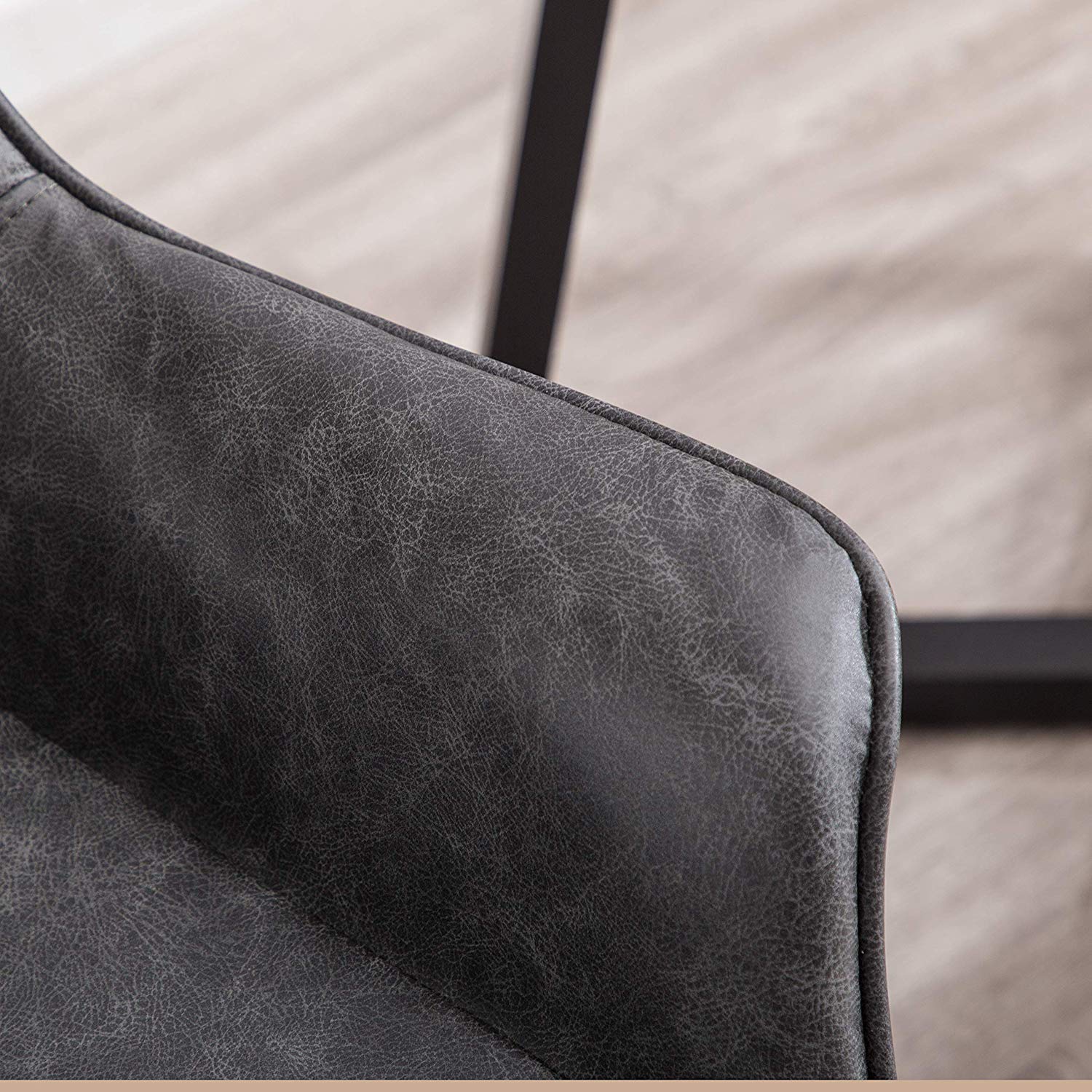 Modern Charcoal PU Leather Accent Chairs Set of 2 - Contemporary Living Room Armchairs & Dining Room Side Chairs - Perfect for Small Spaces, Apartments & Home Offices