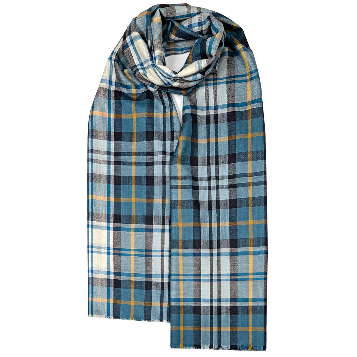 Premium Gordon Dress Blue Extra Fine Merino Wool Stole - Elegant & Warm Shawl for Women, Perfect for Weddings, Parties & Winter Fashion