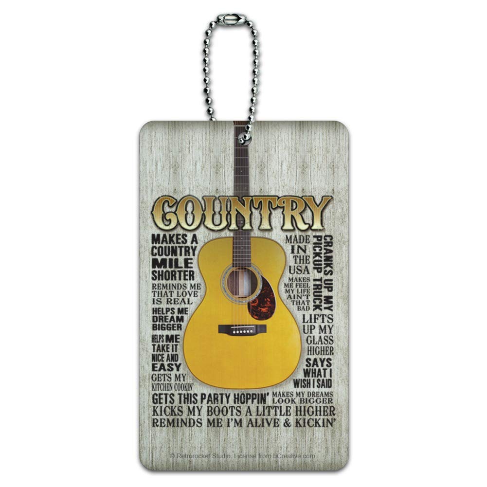 Country Music Guitar Design Luggage Tag - Durable Carry-On Suitcase ID Tag for Travel & Music Lovers - Perfect for Airports, Concerts & Road Trips