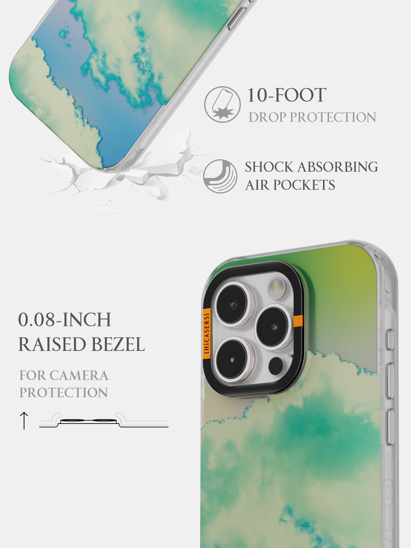 Soft Clouds Iridescent Phone Case for iPhone & Samsung - Shimmering Green Protective Cover for Everyday Use & Special Occasions