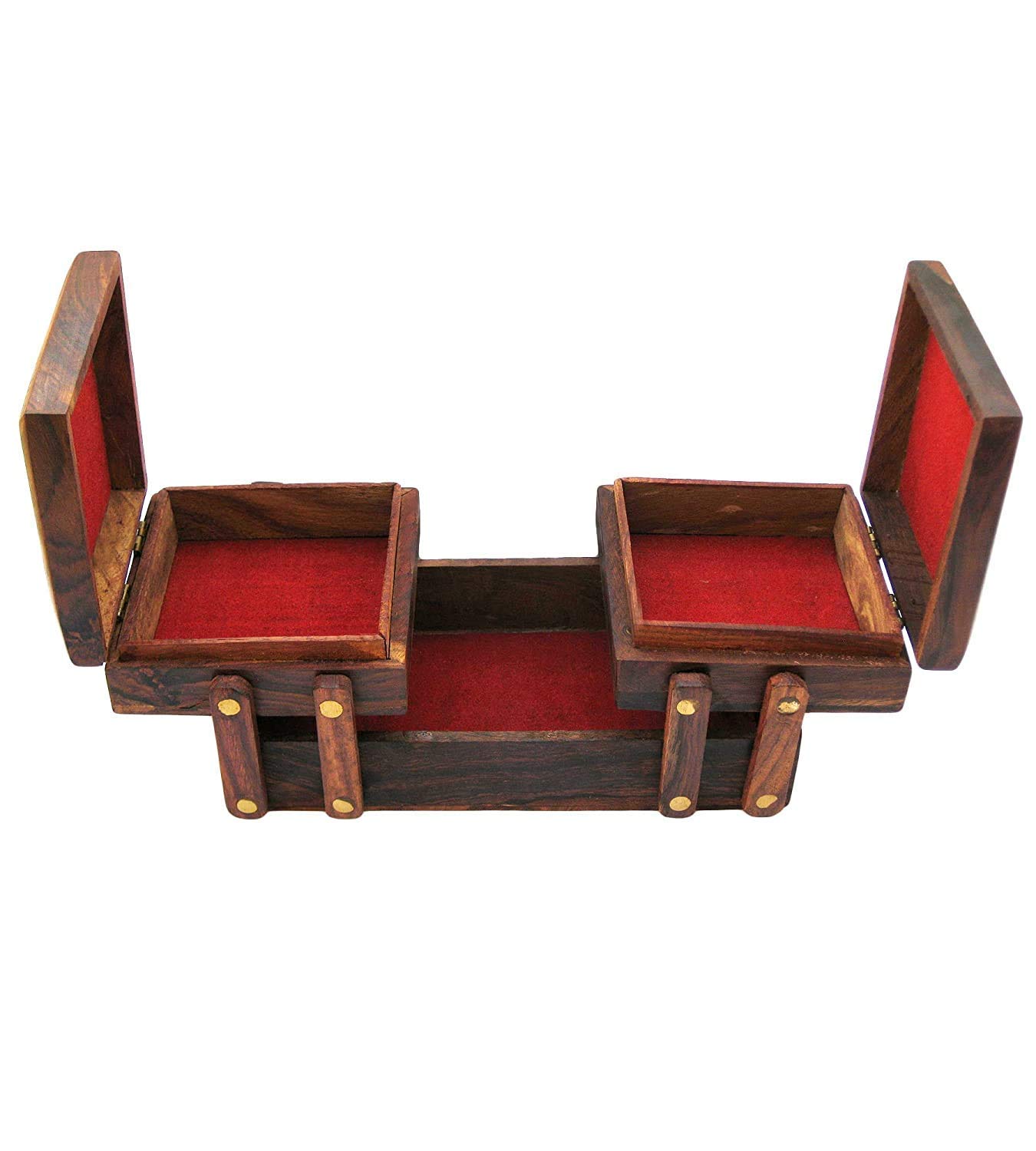 Expandable Wooden Jewelry Box with 3 Compartments - 8 Inch Jewelry Storage Organizer for Women | Perfect for Earrings, Rings & Necklaces | Vanity Box & Travel Jewelry Case