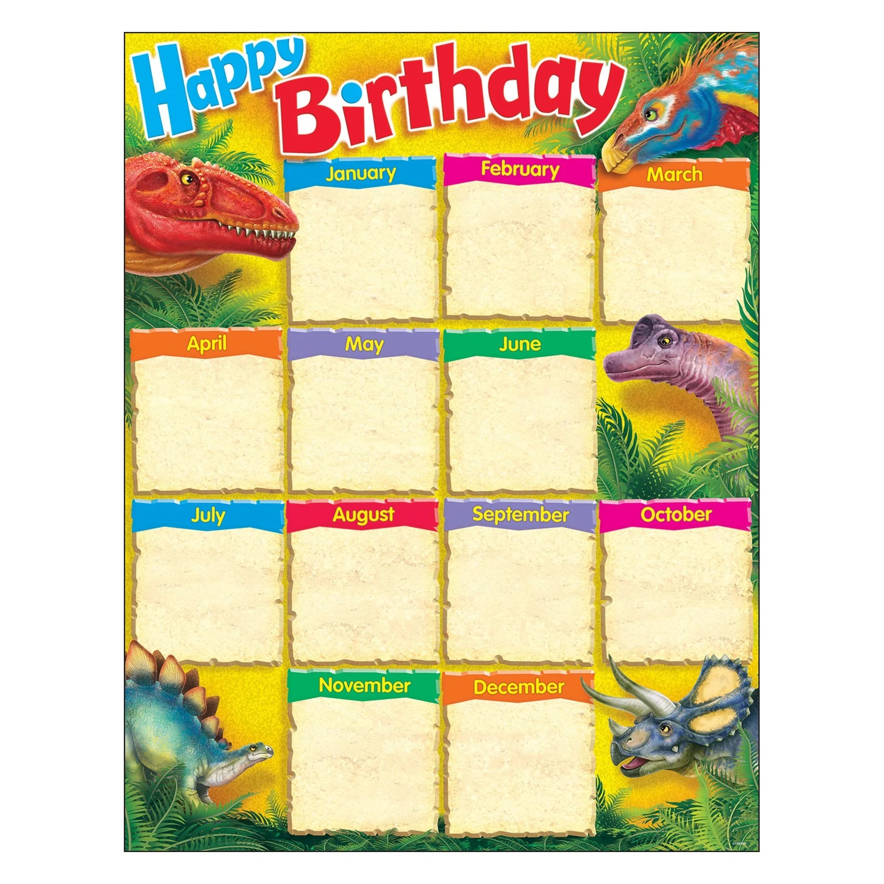 Dinosaur Learning Chart for Kids - Educational Birthday Gift for Boys & Girls - Perfect for Classroom, Homeschooling & Party Decorations