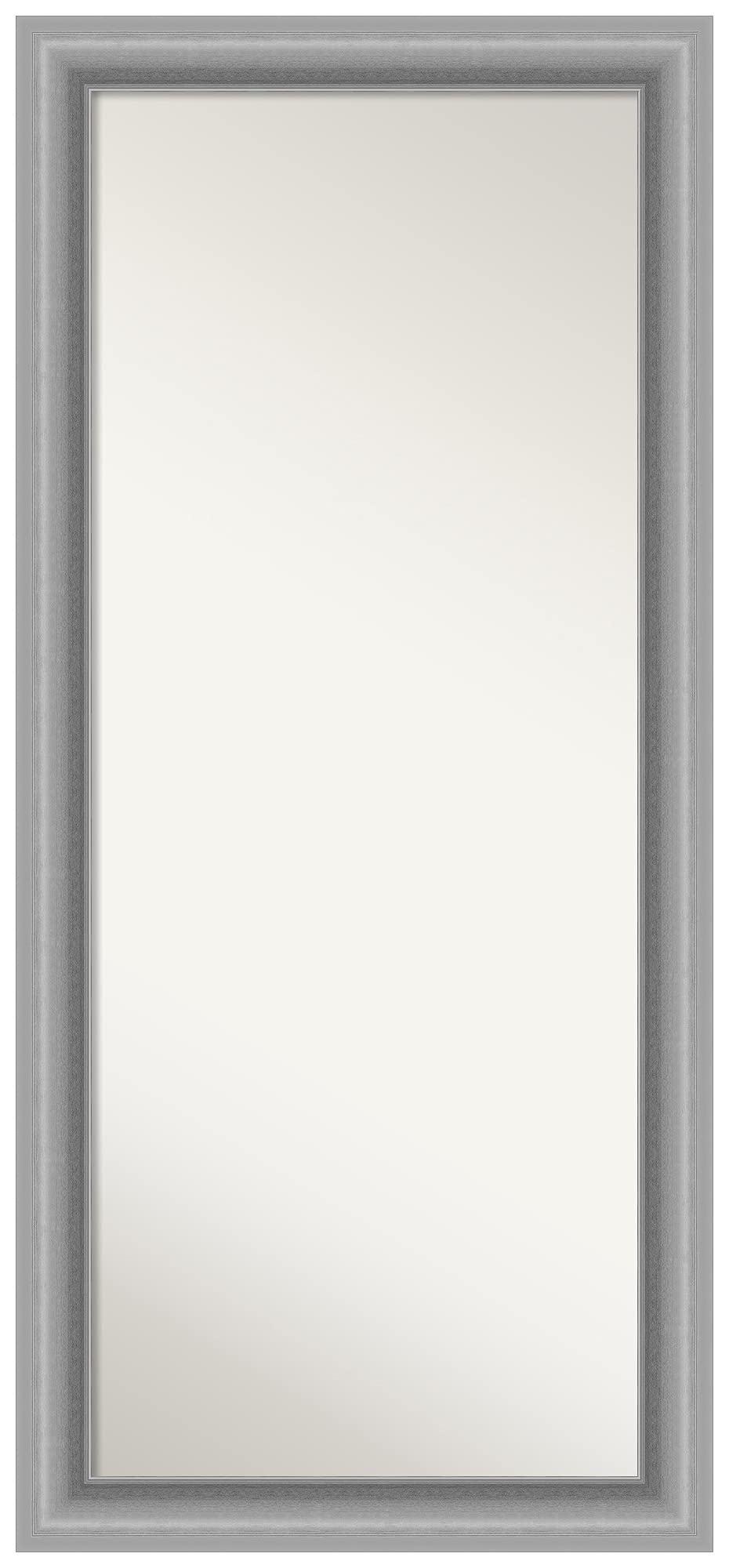 Amanti Art Silver Full Length Mirror 66x30 Inches - Polished Nickel Free Standing or Wall Mounted Dressing Mirror with Traditional Frame - Perfect for Bedroom, Living Room, and Entryway Decor - Made in USA