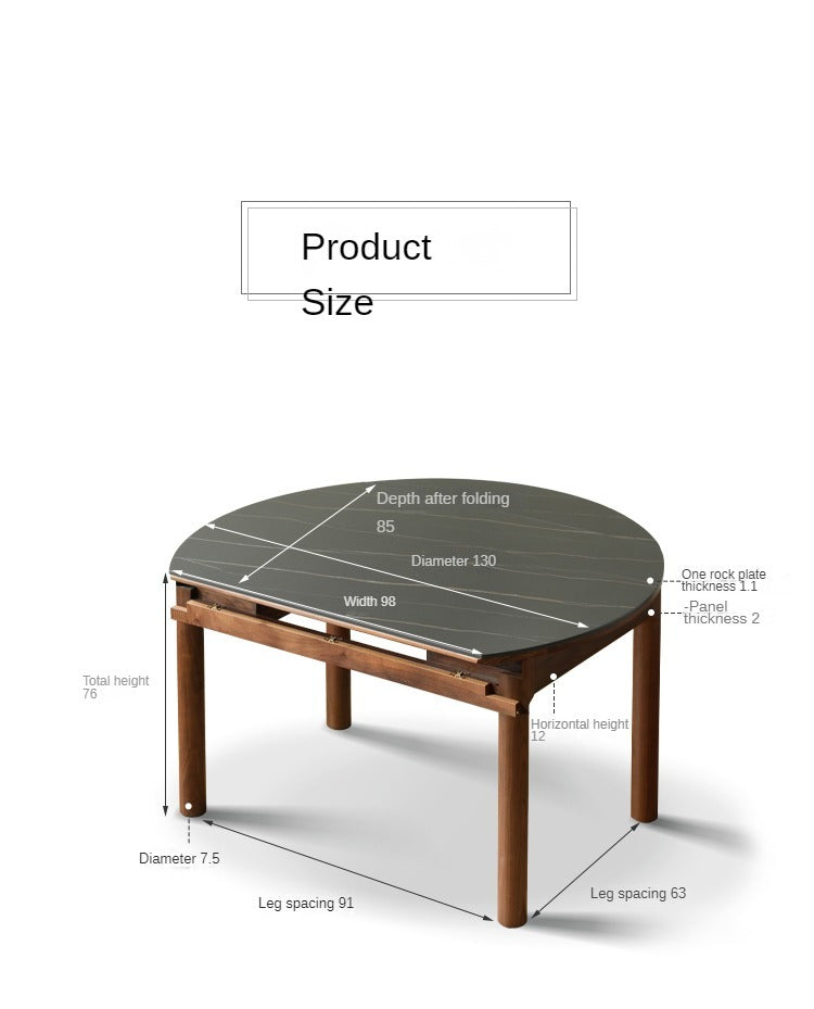 Premium Black Walnut Solid Wood Folding Round Dining Table - Handcrafted Natural Wood Table for Kitchen, Dining Room, Small Space & Outdoor Entertaining