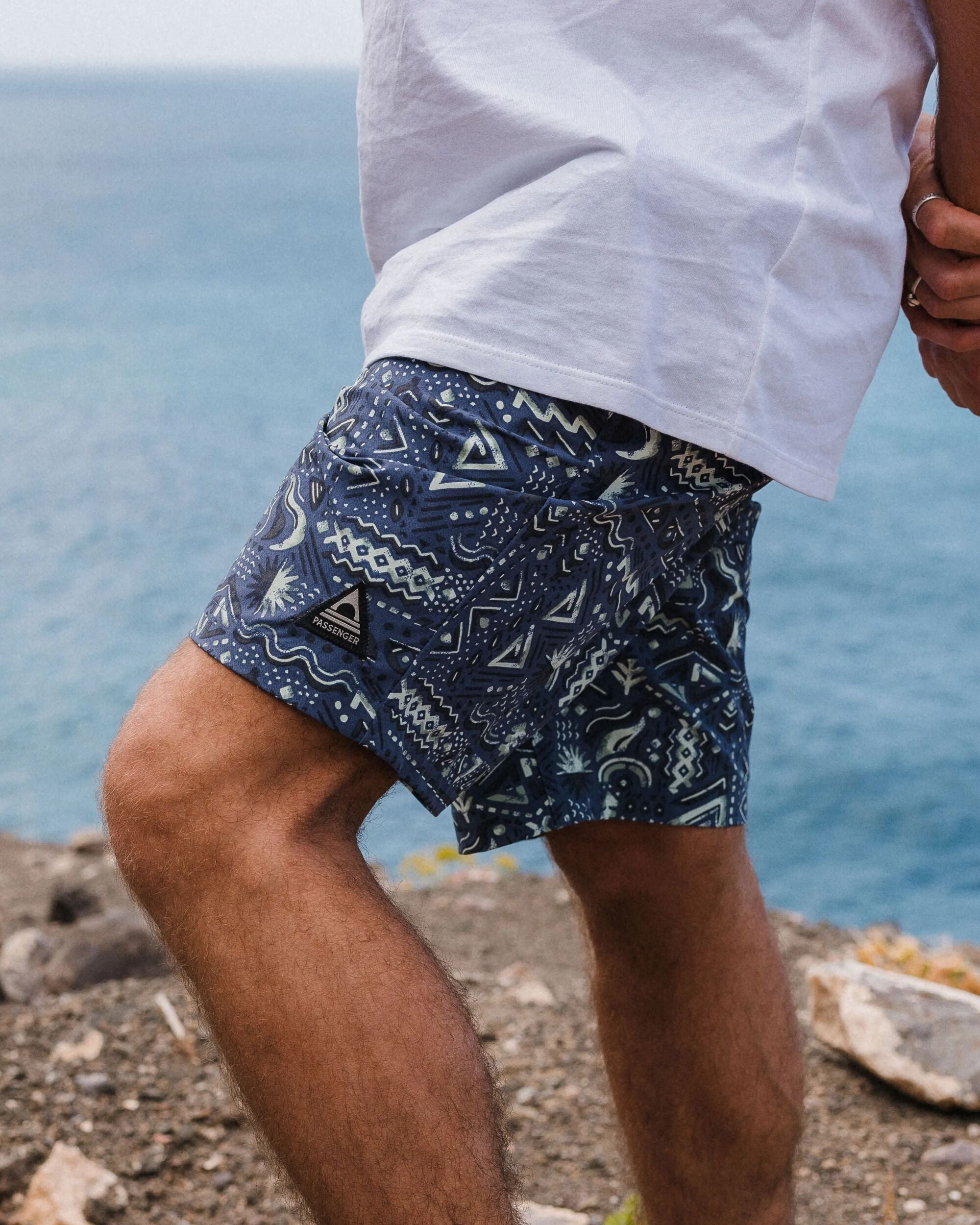 Drifter Swim Shorts Without Liner - Quick-Dry Elemental Geo Purple Indigo Swimwear for Men | Perfect for Beach, Pool & Water Sports