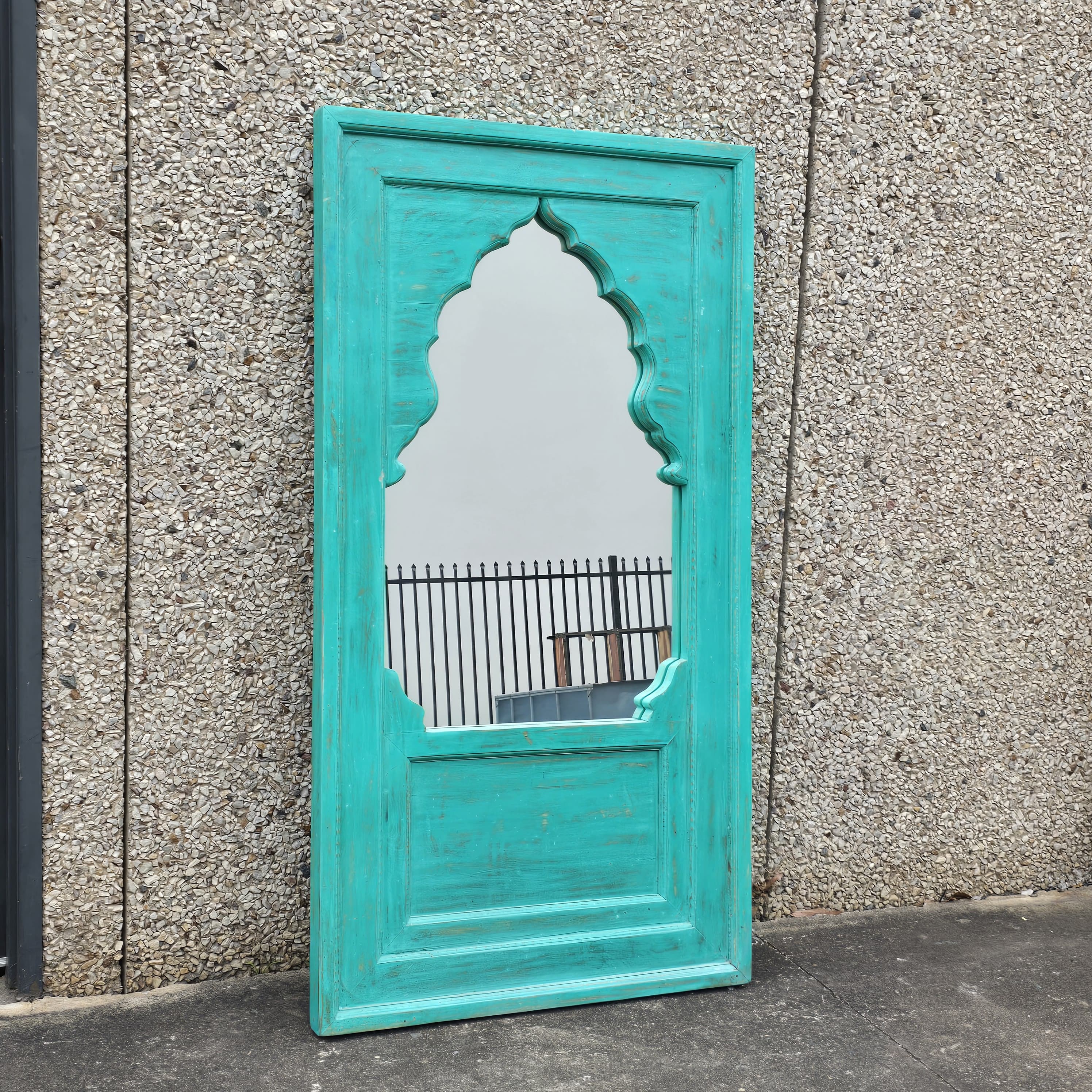Handcrafted Indian Wooden Wall Mirror Frame - 80x5x150cm Carved Wood Wall Decor for Living Room, Bedroom & Entryway - Traditional Ethnic Home Decor & Feng Shui Mirror
