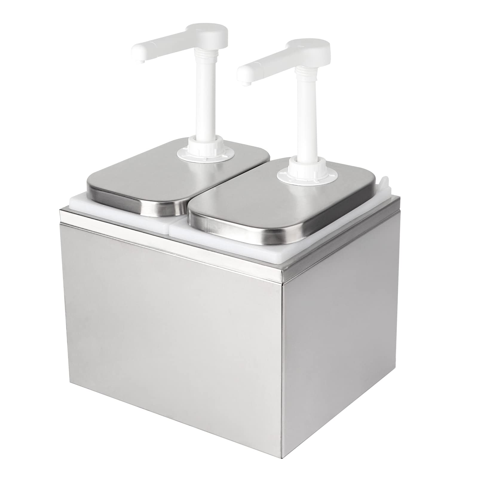 Manste 1Pack 4L Stainless Steel Condiment Pump Dispenser for Salad, Jam, Seasoning & Sauces - Commercial Kitchen, Restaurant & Home Use