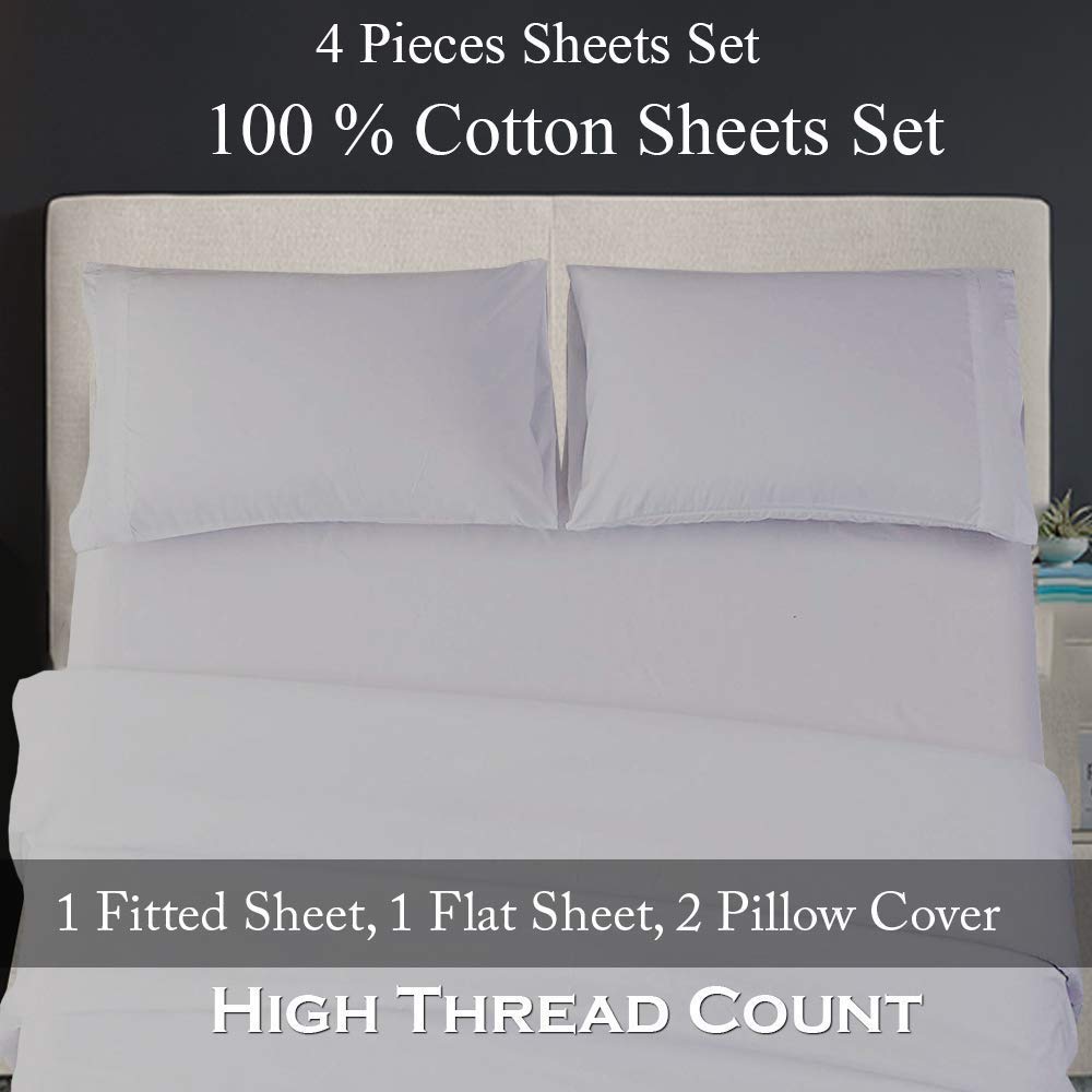Full XL Cotton Sheets Set - 400 Thread Count, 4-Piece for 12