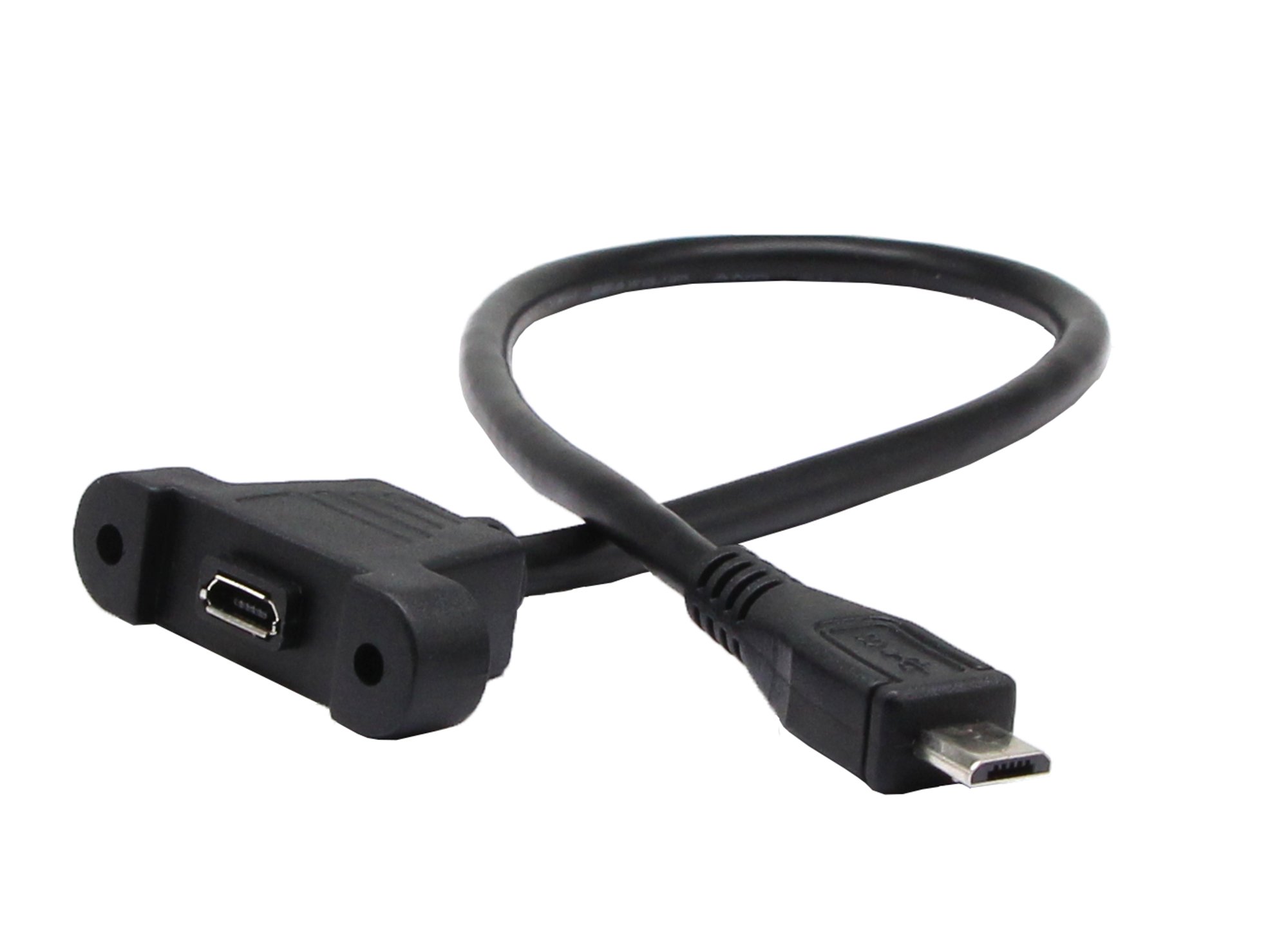 30cm Micro USB Panel Mount Cable - Male to Female Screw Mount Extension for Sync Charging & Data Transfer - Ideal for Car Audio, Industrial Control Panels & DIY Electronics Installations