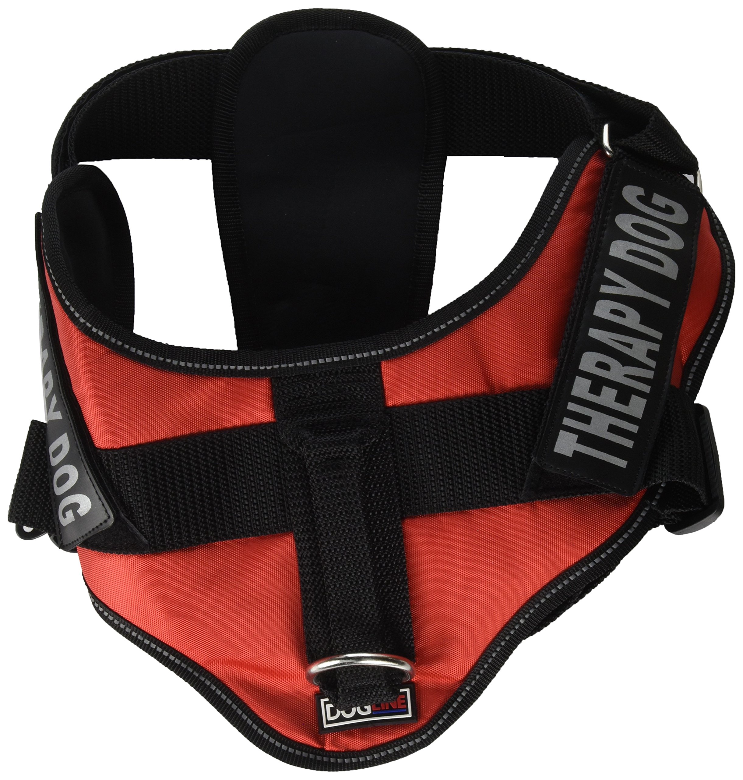Dogline Alpha Nylon Service Vest Harness with Removable Chestplate & Therapy Dog Patches - Large (28-38 Inch Chest) Red - Perfect for Service Dogs, Therapy Work & Training