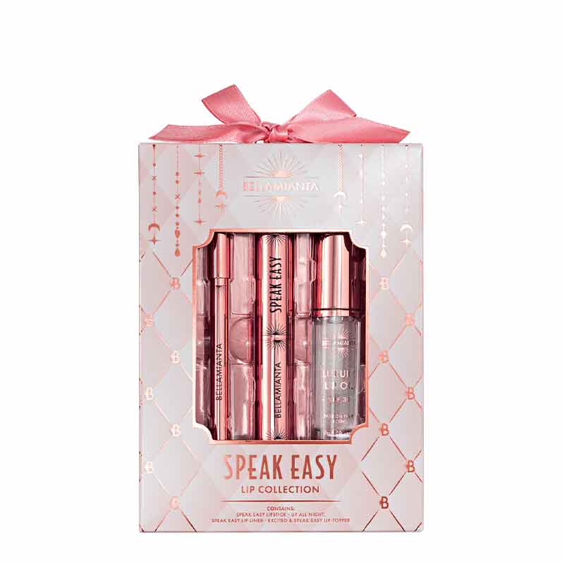 Bellamianta Speak Easy Lip Trio Gift Set - Matte Liquid Lipstick & Gloss (Up All Night Shades) - Perfect for Night Out, Party & Special Occasions