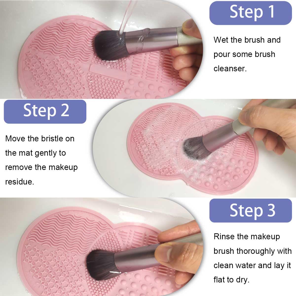 2 Pcs Silicone Makeup Brush Cleaning Mat with Suction Cups - Green & Pink | Professional Cosmetic Brush Cleaner Tool for Daily Makeup Routine & Travel | Perfect for Home, Salon & On-the-Go Use