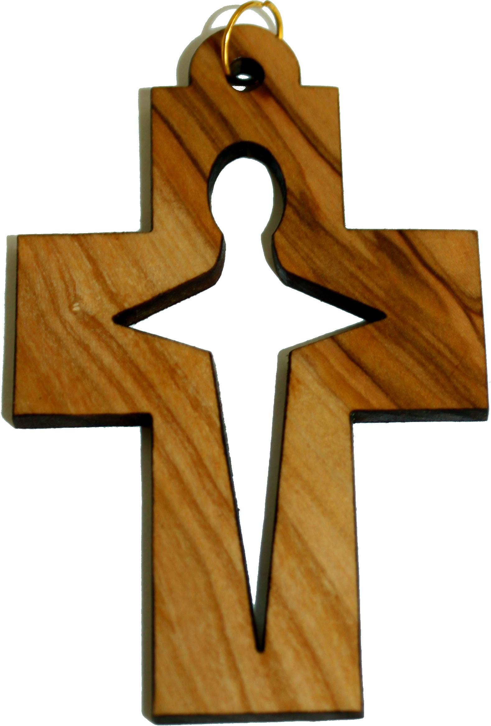 Handcrafted Olive Wood Latin Cross Pendant - 8cm (3.15 Inch) Laser Engraved Religious Necklace for Men & Women - Perfect for Baptism, Confirmation & Spiritual Gifts