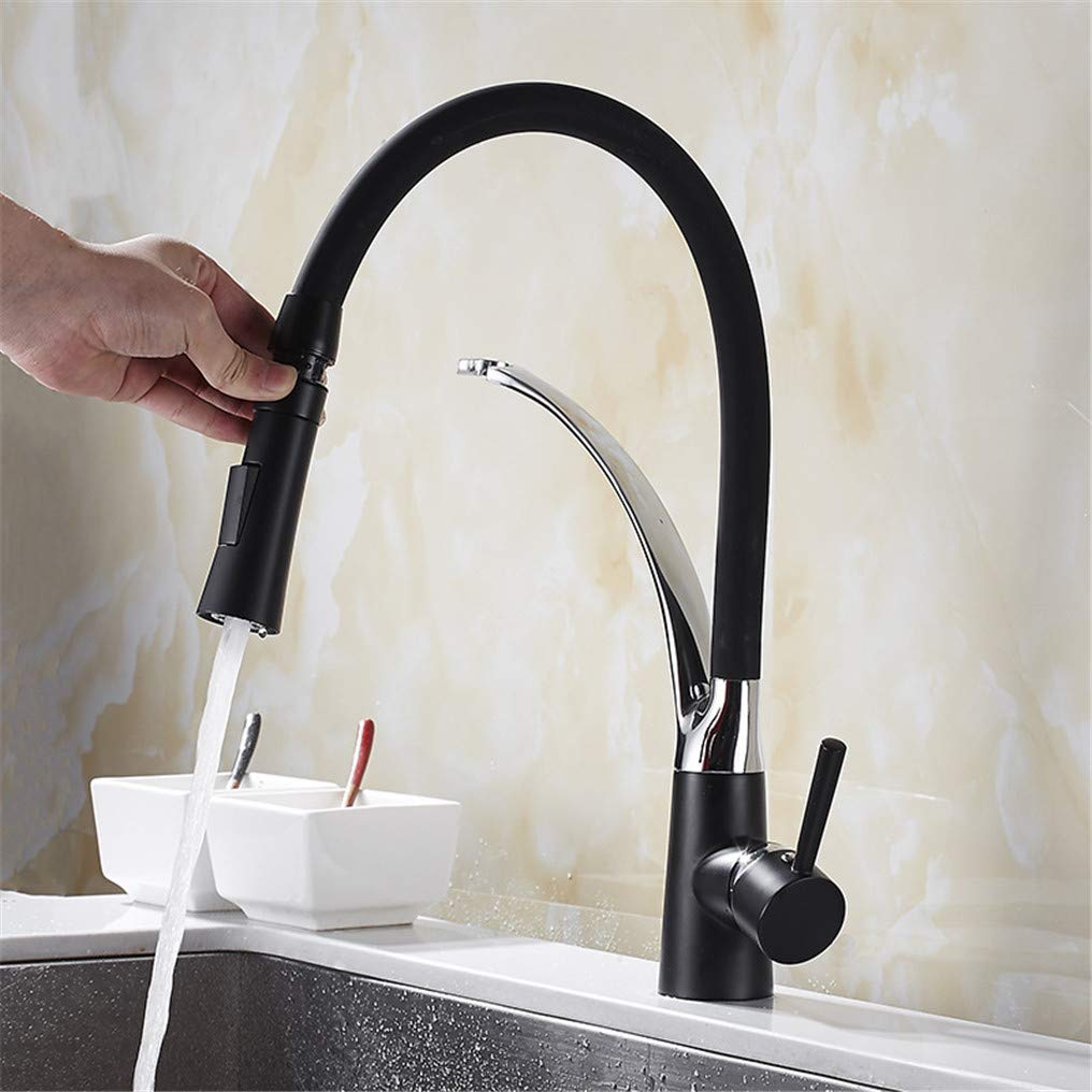 360 Degree Rotating Universal Kitchen Faucet with Single Lever Deck Mount - Matte Black Spray Paint, Aerator - Perfect for Modern Kitchens, Dishwashing & Food Prep