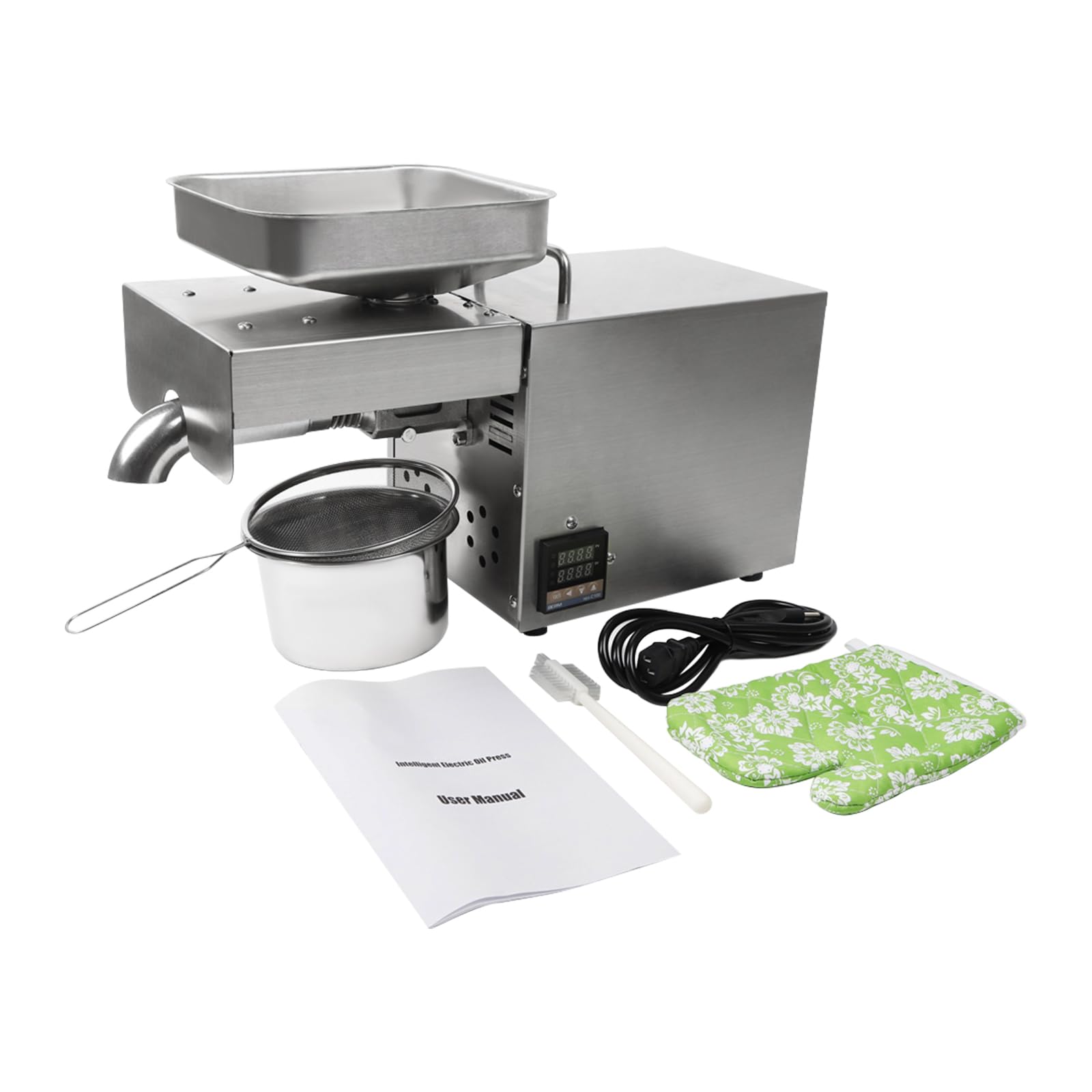 110V Automatic Oil Press Machine - Commercial & Household Cold/Hot Oil Extractor with Intelligent Temperature Control - Stainless Steel Nut Seed Oil Press for Walnut, Flaxseed, Almond, Rapeseed & Sesame - Perfect for Home Kitchen, Farm Use & Small Business Production
