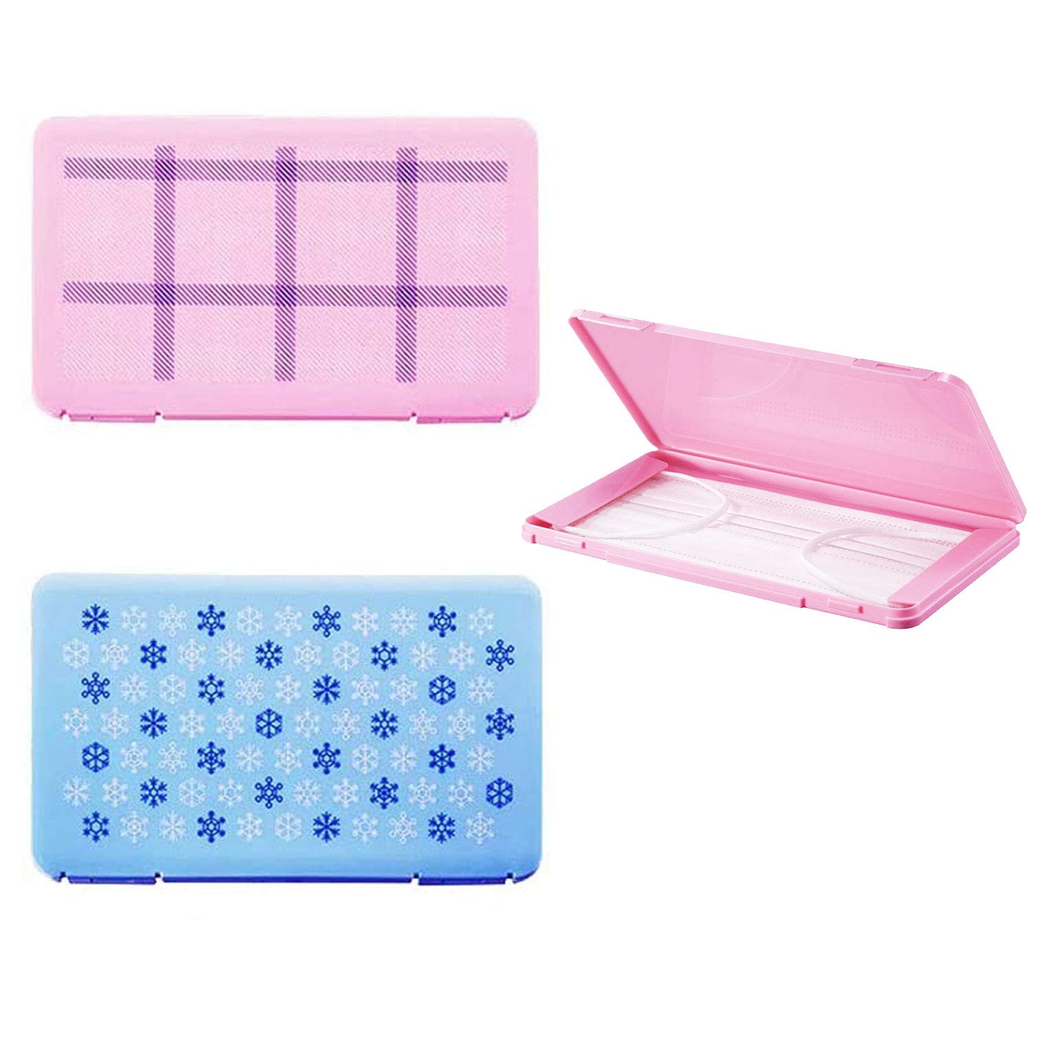 2 Pack Plastic Mask Storage Case - Dustproof & Portable Mask Organizer Box for Travel, Office & Home Use - Reusable Mask Holder to Prevent Pollution (Box Only)