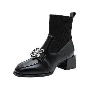 Black Women's Sock Boots - Stylish & Comfortable Knee-High Boots for Fall & Winter | Perfect for Casual Outfits, Office Wear & Night Out