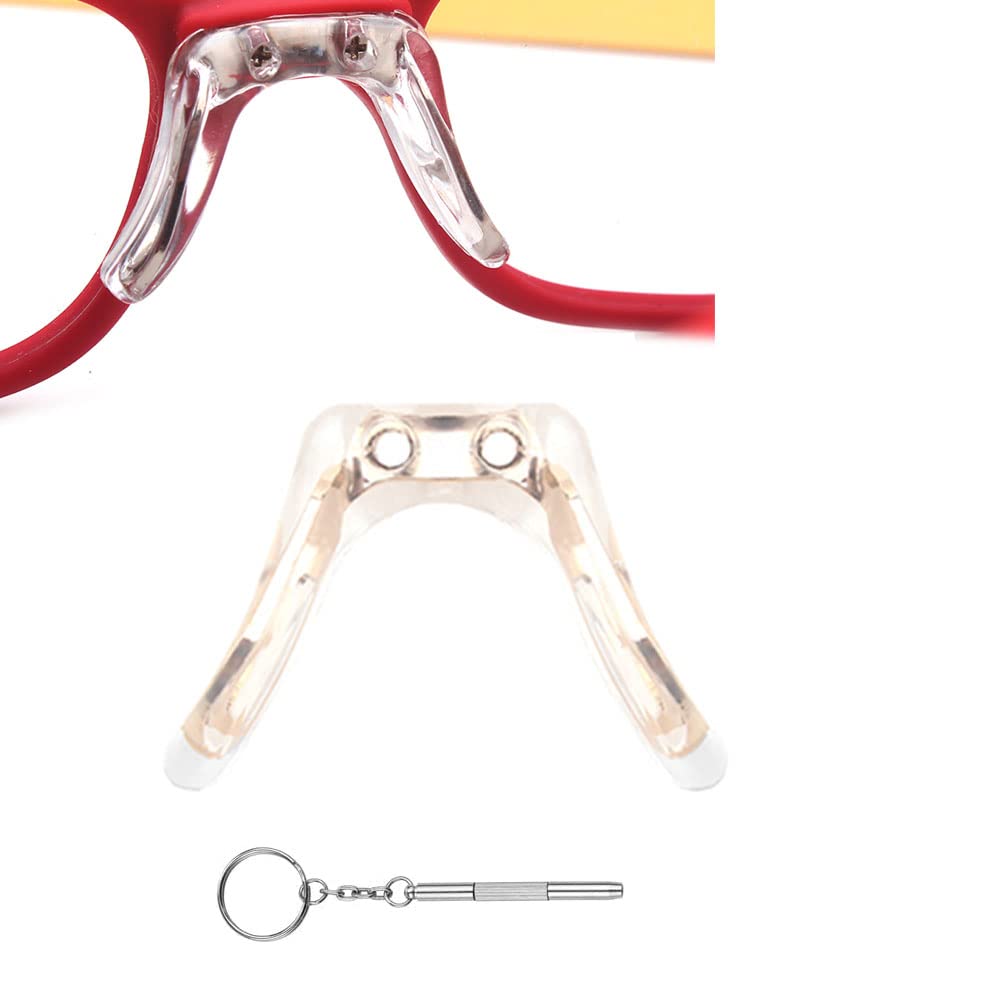 Premium Soft Silicone Eyeglass Saddle Bridge & Nose Pads Replacement - Anti-Slip Comfort Fit for Glasses & Sunglasses - Includes 3-in-1 Screwdriver - Perfect for Reading, Driving, and Outdoor Activities