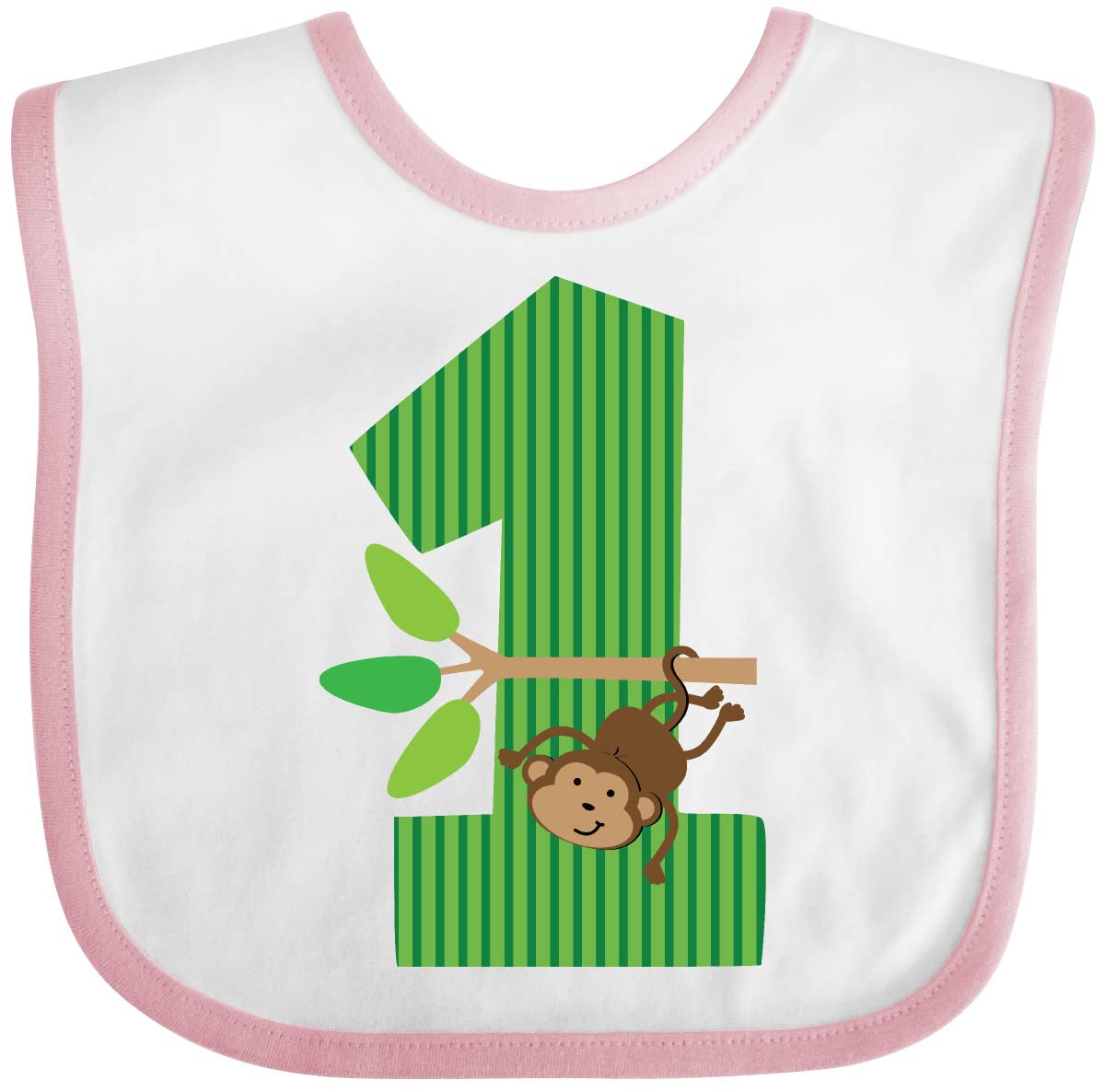 Inktastic 1st Birthday Monkey Baby Bib - Adorable Monkey Design for Baby's First Birthday Party, Feeding Time & Photo Shoots