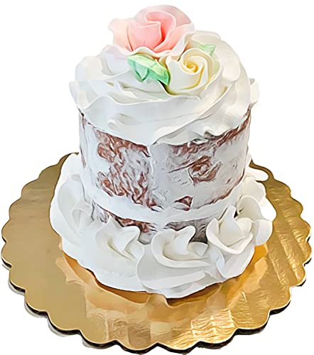 Dezicakes Artificial Cupcakes & Fake Cakes - Realistic Display Desserts for Home Kitchen Decor - Faux Cake Decorations with Pink Ivory Roses - Perfect for Wedding Centerpieces, Party Displays & Dessert Table Decor