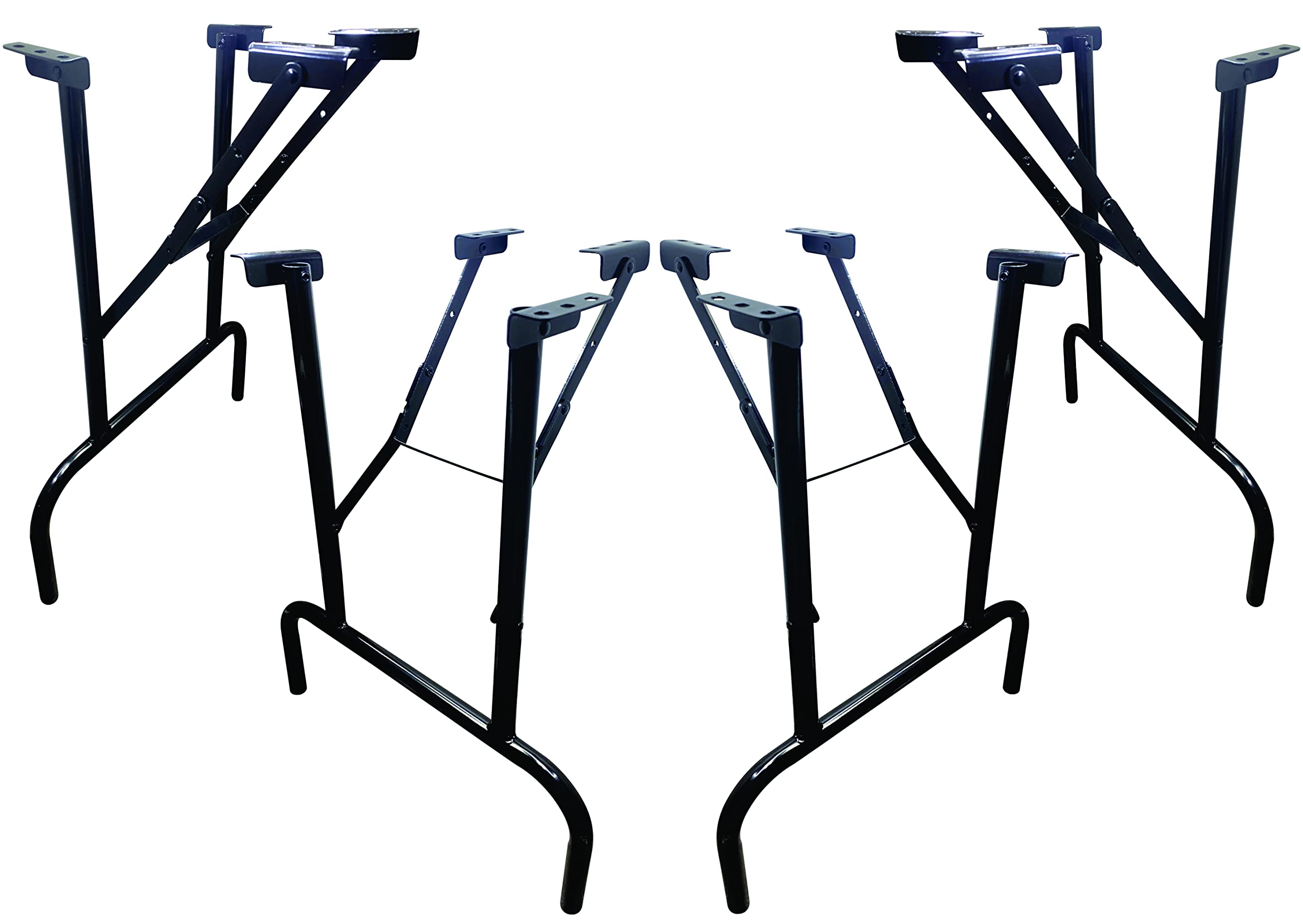 Heavy Duty Steel Folding Table Legs 27 Inch - Industrial Strength Powder Coated Gloss Black - Commercial Grade Table Base for Office, Restaurant & Event Furniture - Perfect for Workstations, Banquet Tables & Trade Show Displays