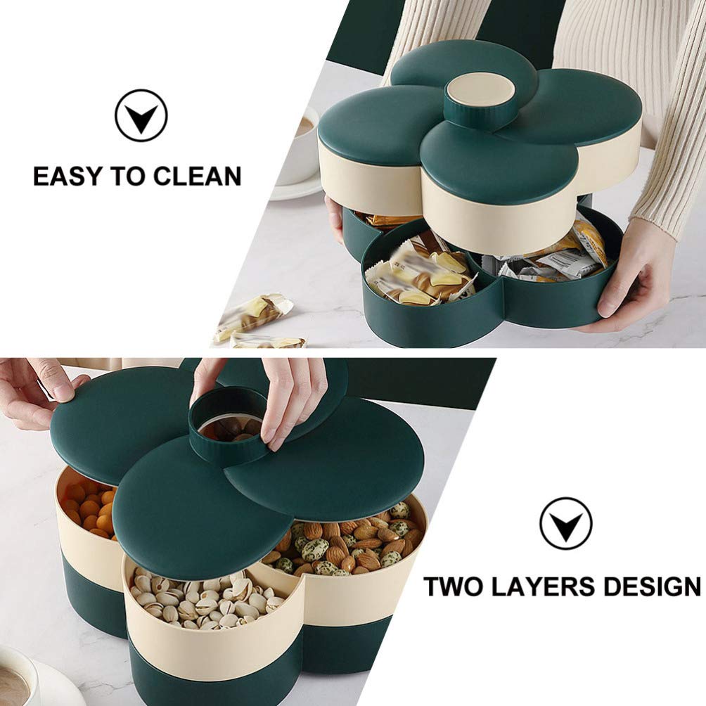 1pc Rotating Candy Box Double Layer Tray - Home Decor Snack Organizer, Multilayer Storage Tray for Holiday Snacks & Food Display - Perfect for Parties, Kitchen Organization & Candy Buffets