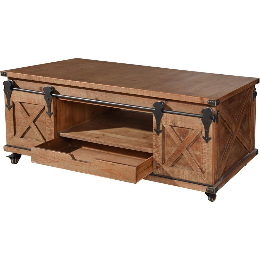 24 Inch 4-Door Coffee Table with Drawer - Modern Living Room Furniture for Small Spaces, Home Decor, and Apartment Essentials