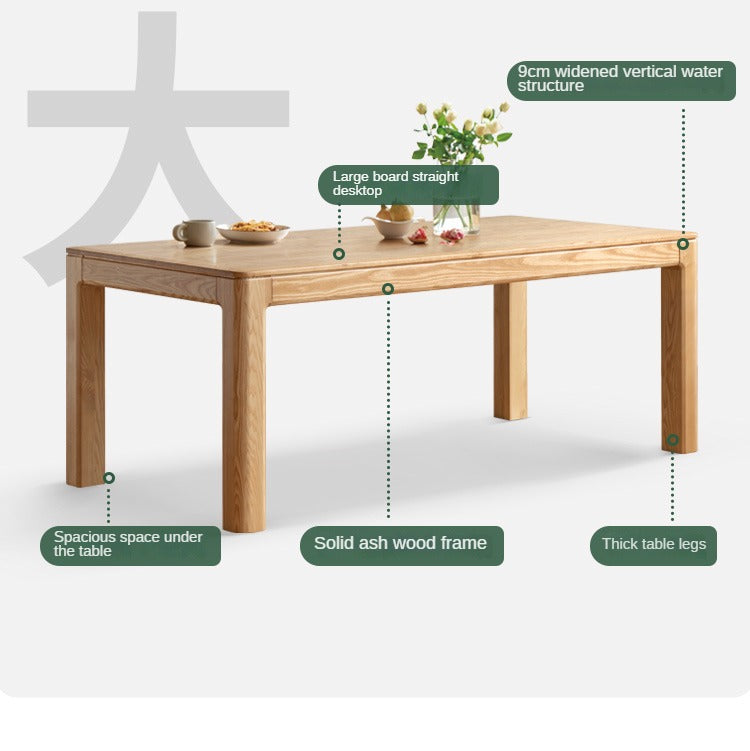 Solid Oak & Ash Wood Long Dining Table - Rustic Farmhouse Style for 6-8 People - Perfect for Family Gatherings & Dinner Parties