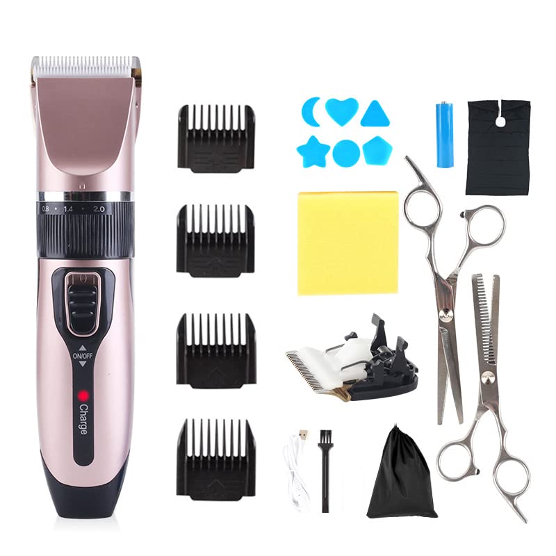 Professional Electric Hair Clippers for Men & Women - Cordless Rechargeable Hair Trimmer Kit with Beard Shaver & Barber Tools for Home & Salon Use - Strong Power Hair Cutting Machine (Pink A5) - Perfect for DIY Haircuts, Beard Grooming & Professional Styling