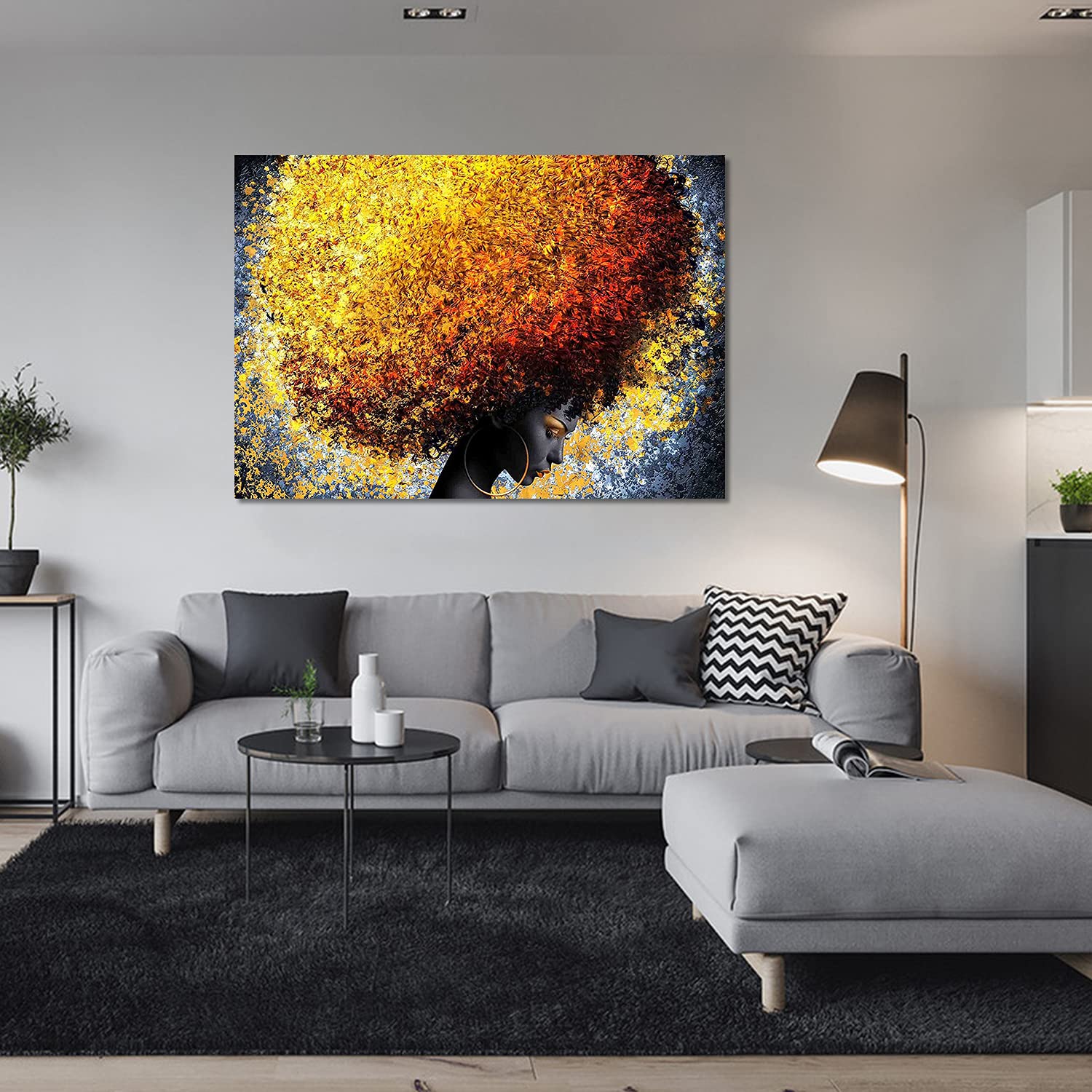 Premium Canvas Wall Art - African American Abstract Painting, Modern Black Queen Woman Graffiti Design with Afro Hairstyle, Unframed 24x36 Inch - Perfect for Living Room, Bedroom & Office Decor