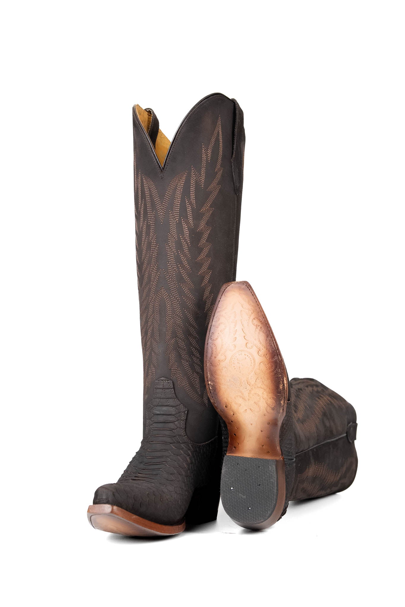 Presley Matte Python Tall Wide Calf Snip Toe Cowgirl Boots for Women - Western Fashion Riding Boots for Country Dance & Outdoor Events