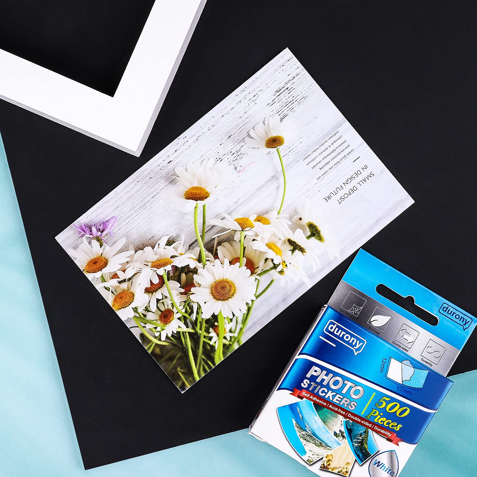 Durony 500-Piece White Double-Sided Photo Stickers - Self-Adhesive Scrapbooking Tape for DIY Albums, Journals & Picture Frames | Perfect for Memory Books, Wall Decor & Craft Projects