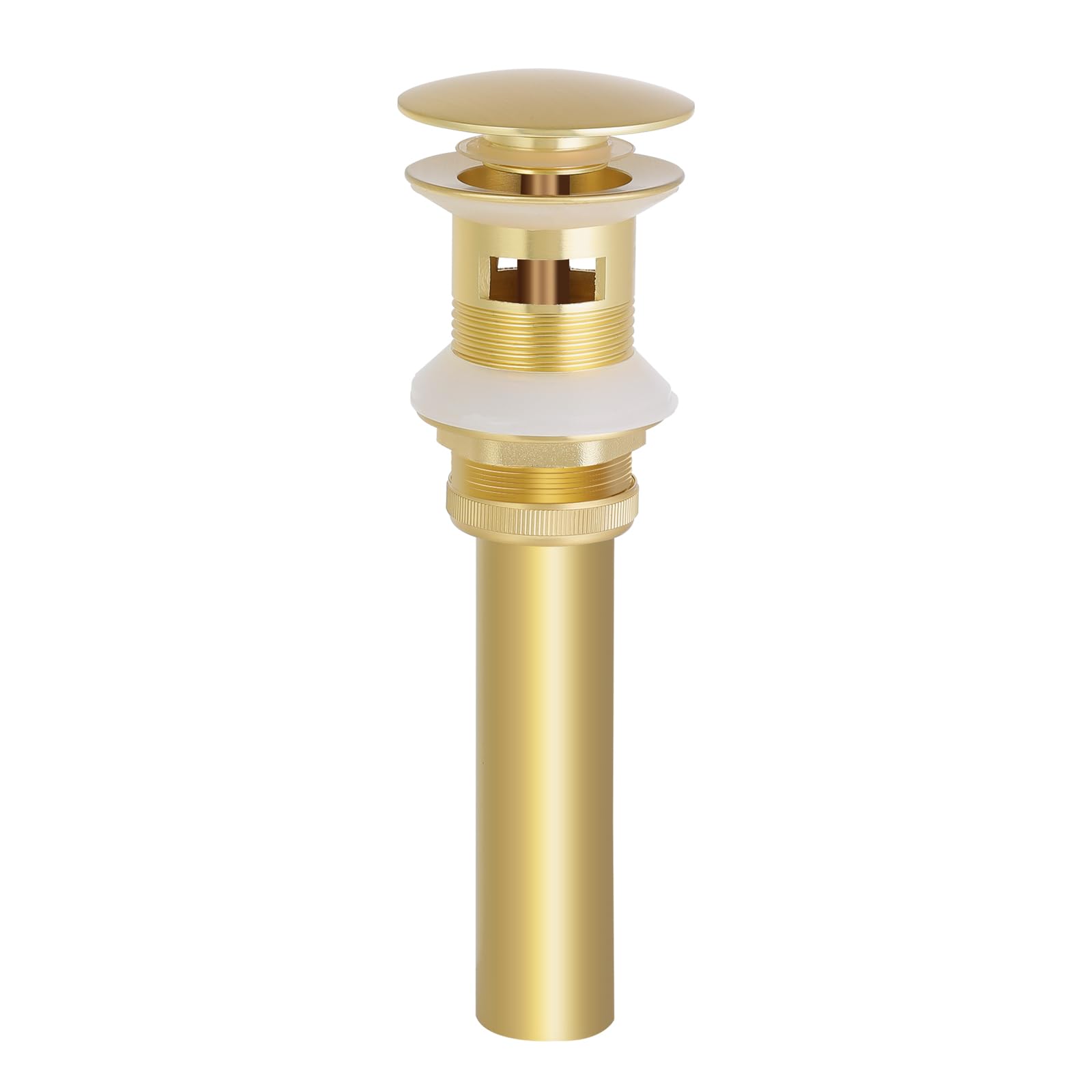Brushed Gold Pop Up Drain Stopper for Vessel Sink with Overflow - Bathroom Sink Drain Assembly for Modern Vanities & Luxury Home Decor