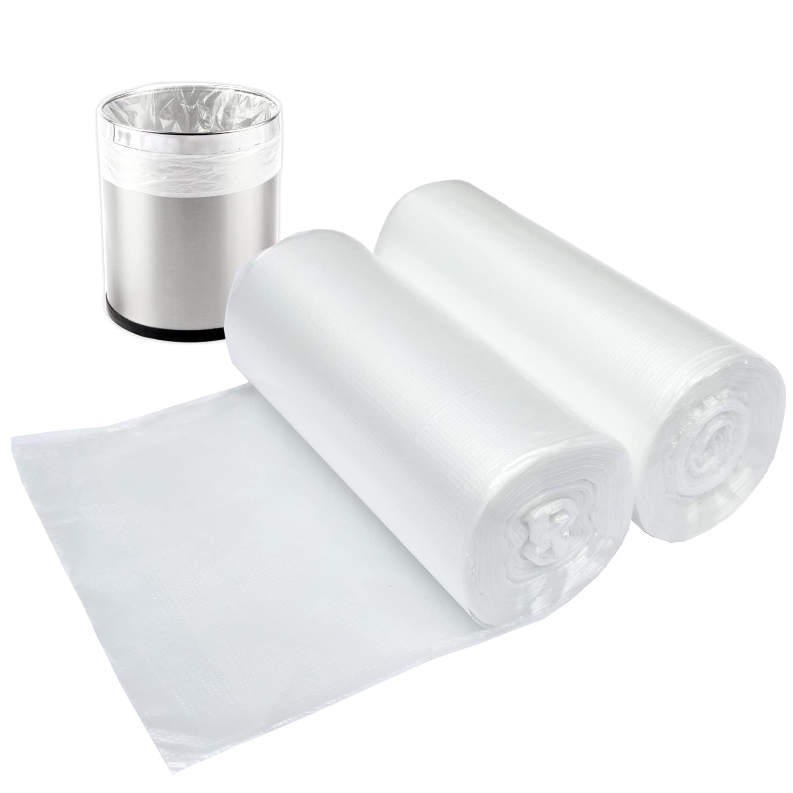 2 Gallon Small Plastic Trash Bags (100 Count) - 7.5 Liter Clear Wastebasket Liners for Home, Office, Bathroom - Perfect for Small Trash Cans, Desk Bins & Bathroom Waste Baskets