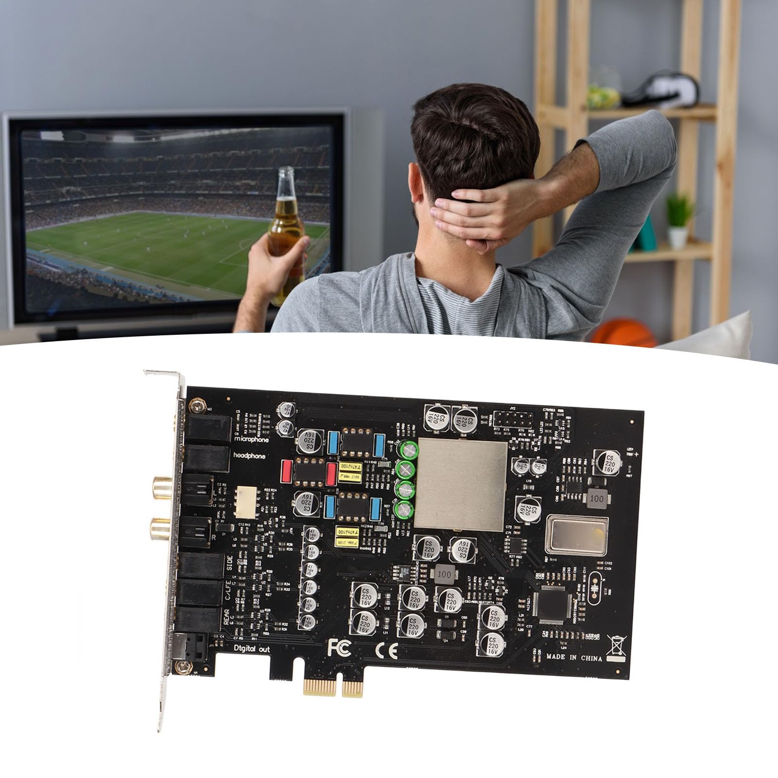 Professional 7.1 Channel PCIe Sound Card with Multiple Interfaces - High-Quality Audio for PC Gaming, Music Production & Home Theater Systems | Perfect for 3D Games, Streaming & Audio Editing