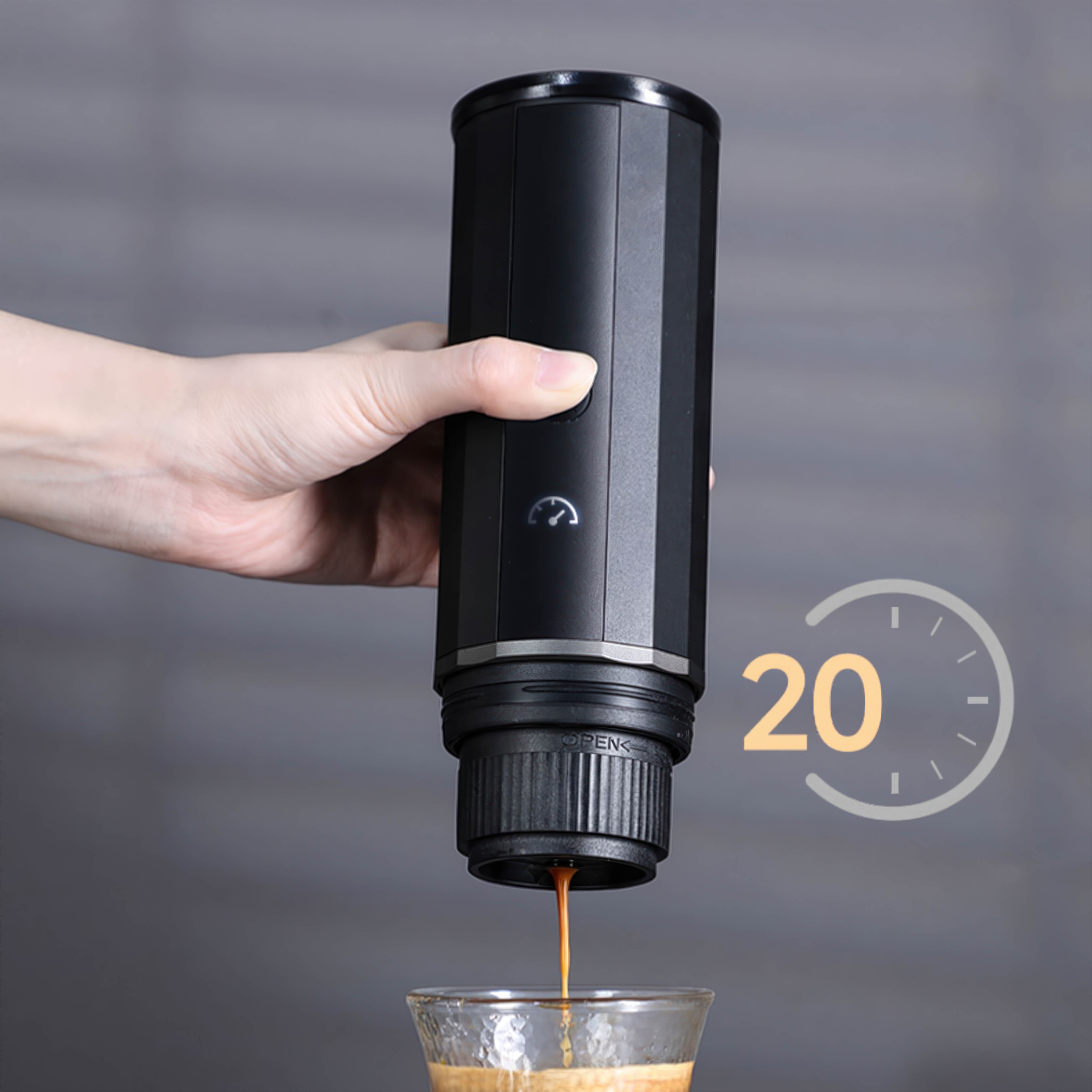 Heropresso Portable Espresso Maker - Handheld Coffee Machine for Camping, Travel & Office - 15Bar Pressure Manual Espresso Maker with USB Rechargeable Battery - Perfect Gift for Coffee Lovers