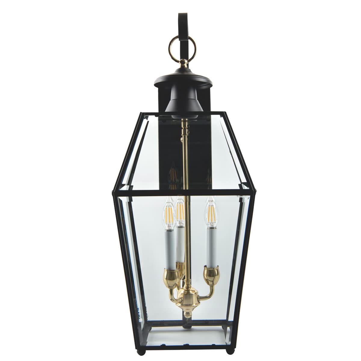 Olde Colony Black Outdoor Wall Sconce with Belved Glass - Waterproof Exterior Lighting for Porch, Patio, Garden, and Entryway