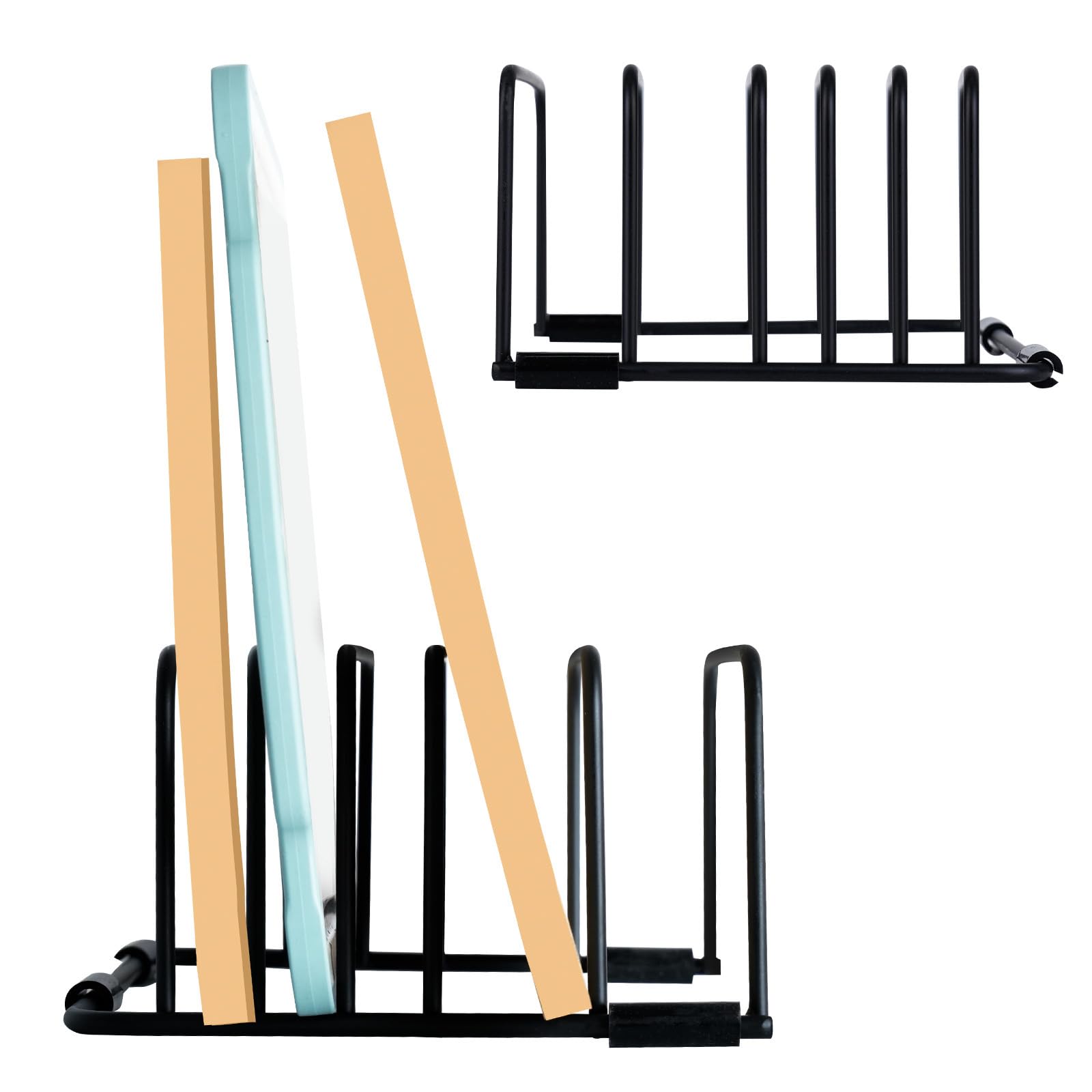 Space-Saving 1-Pack Bamboo Cutting Board Organizer & Kitchen Utensil Holder Rack - Perfect for Baking Trays, Cooling Racks, Cookie Pans (7.18