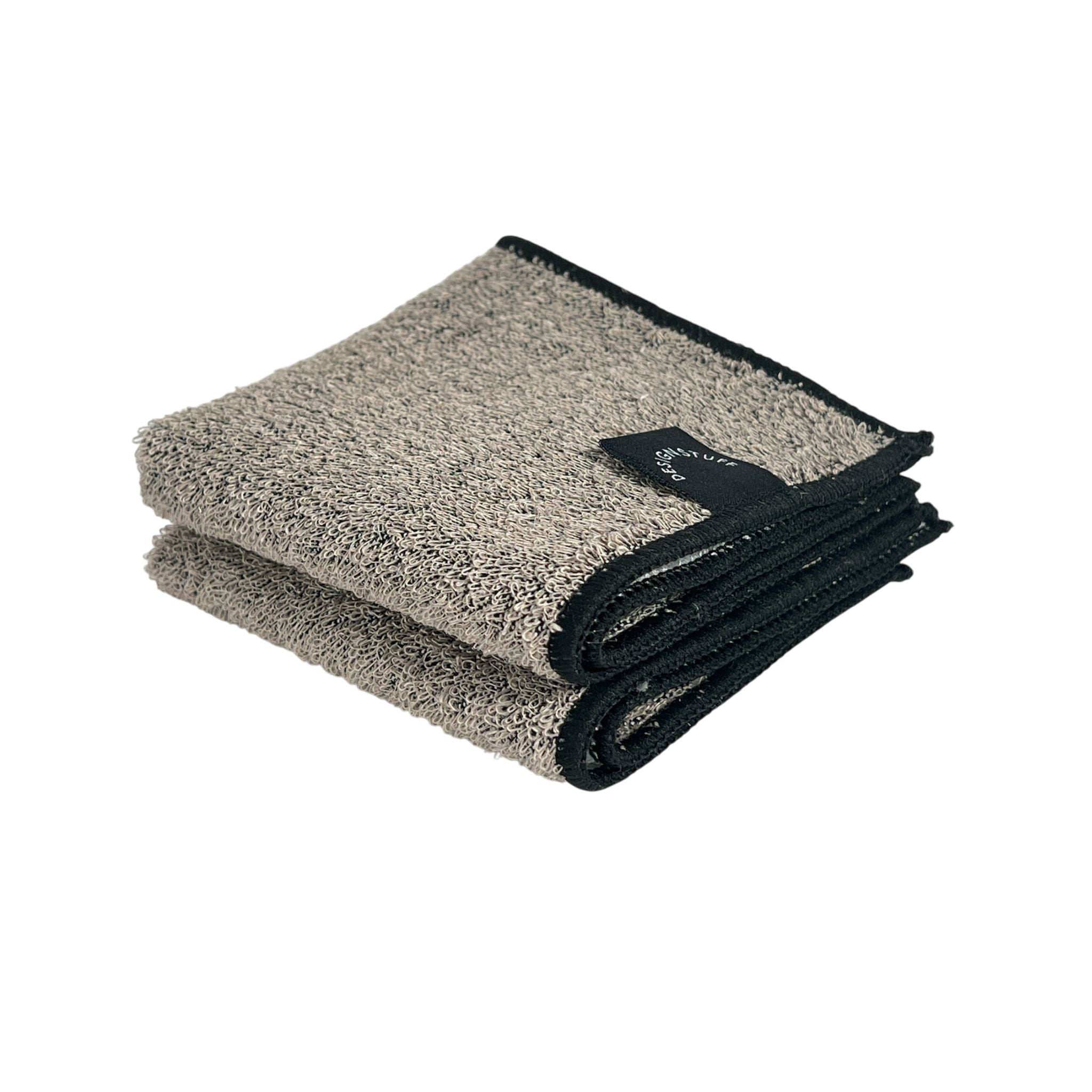 Premium Hemp Marble Scourer & Bamboo Dishcloth Set of 2 - Eco-Friendly Kitchen Cleaning Pads for Dishes, Pots & Pans - Black Natural Fiber Scrubber & Dish Towel Combo