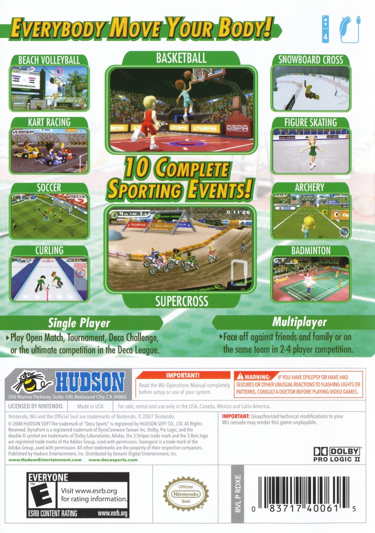 Pre-Owned Deca Sports Wii Video Game - 10 Fun Sports in 1 | Family Party Game for Wii Console | Perfect for Game Nights & Indoor Activities