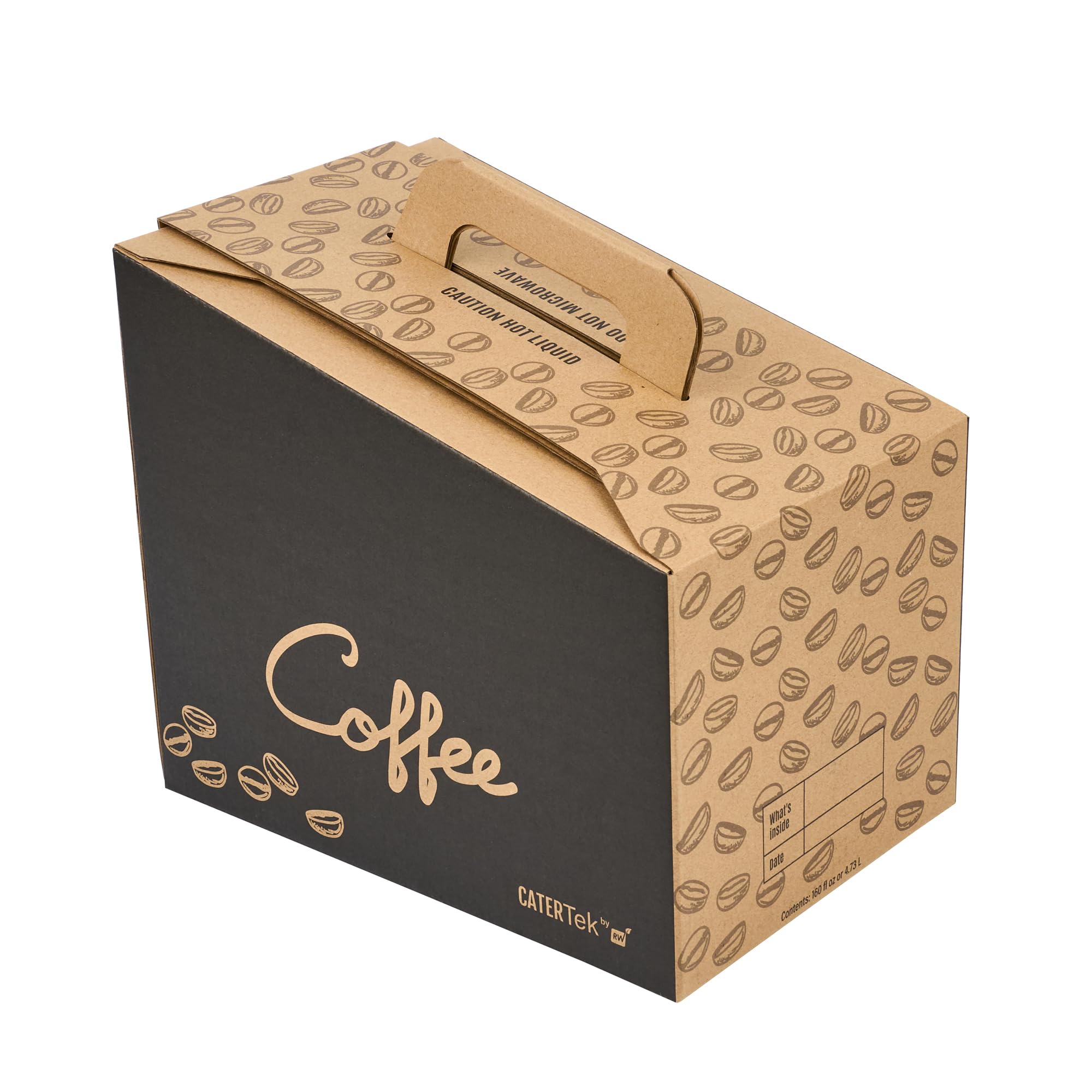 Restaurantware Cater Tek 160oz (10-Pack) Insulated Black Paper Coffee To-Go Containers with Handle - Disposable Beverage Servers for Catering, Events & Office Use - Keeps Coffee Hot, Portable for Up to 20 Cups