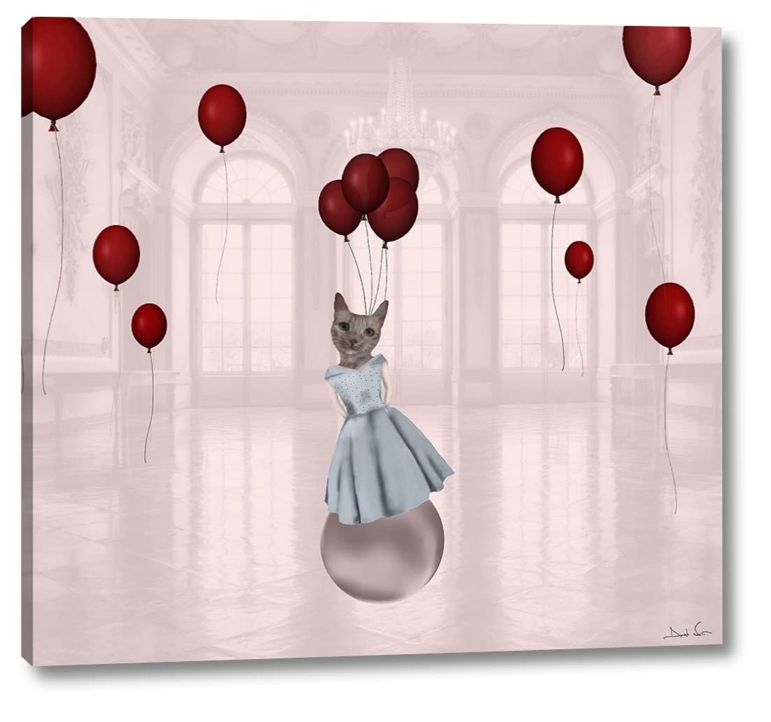 Ball with Balloons by Daniela Nocito - 14x16 Inch Canvas Wall Art Print - Stretched & Ready to Hang - Modern Home Decor for Living Room, Bedroom or Office